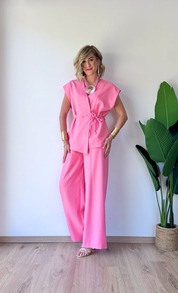 Tailleur con gilet morbido salmone GIULIET