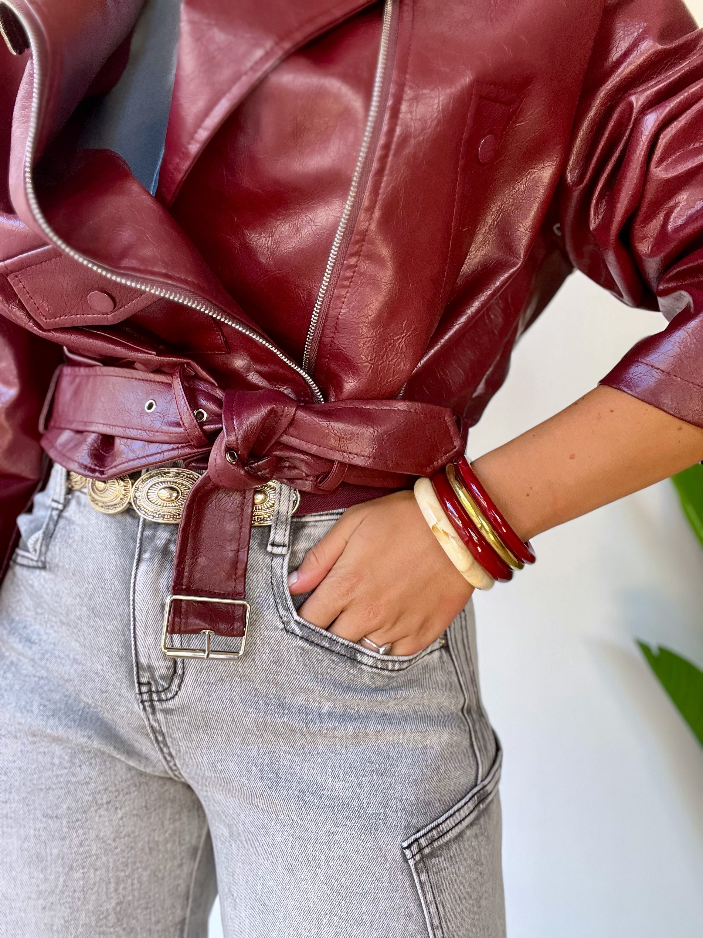 Set di bracciali in osso Bordeuax
