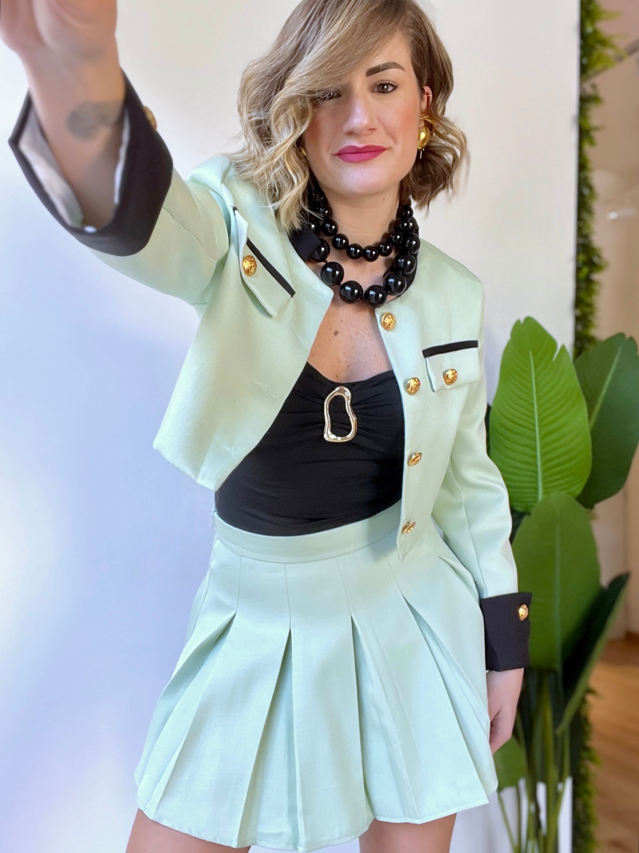 Coordinato con gonna PARIS verde