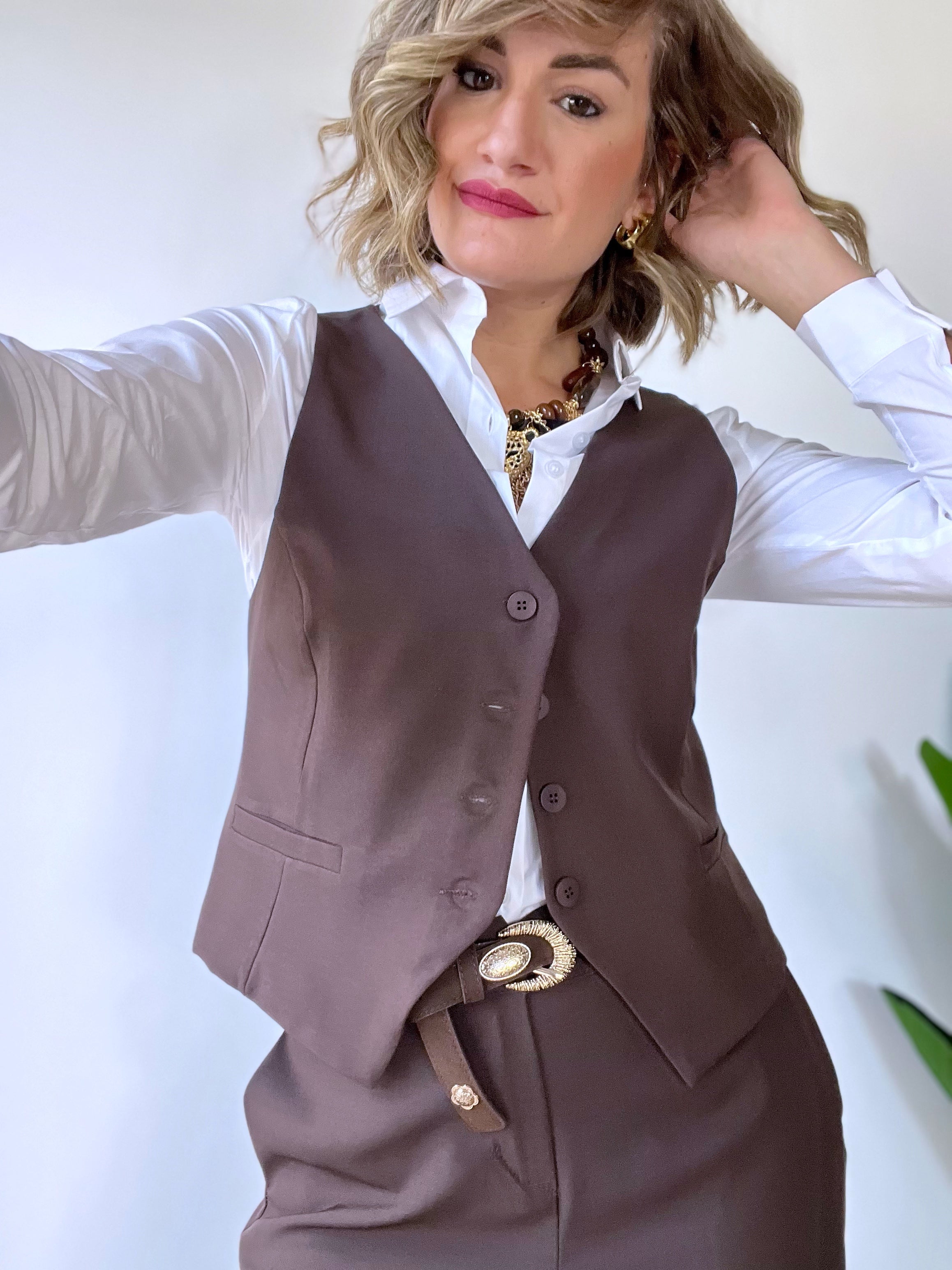 Coordinato marrone con gilet