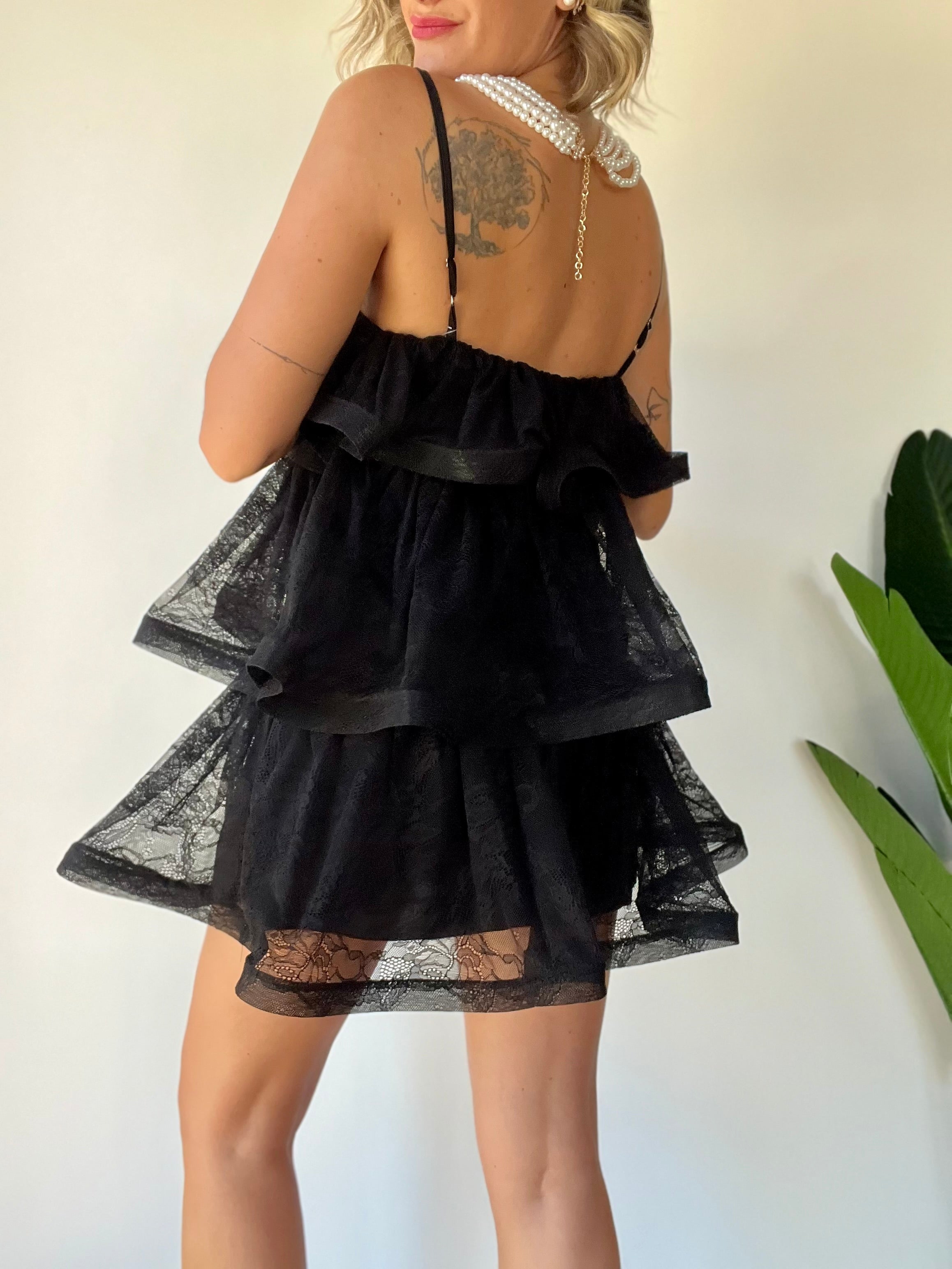 Mini dress in pizzo ROUCHES
