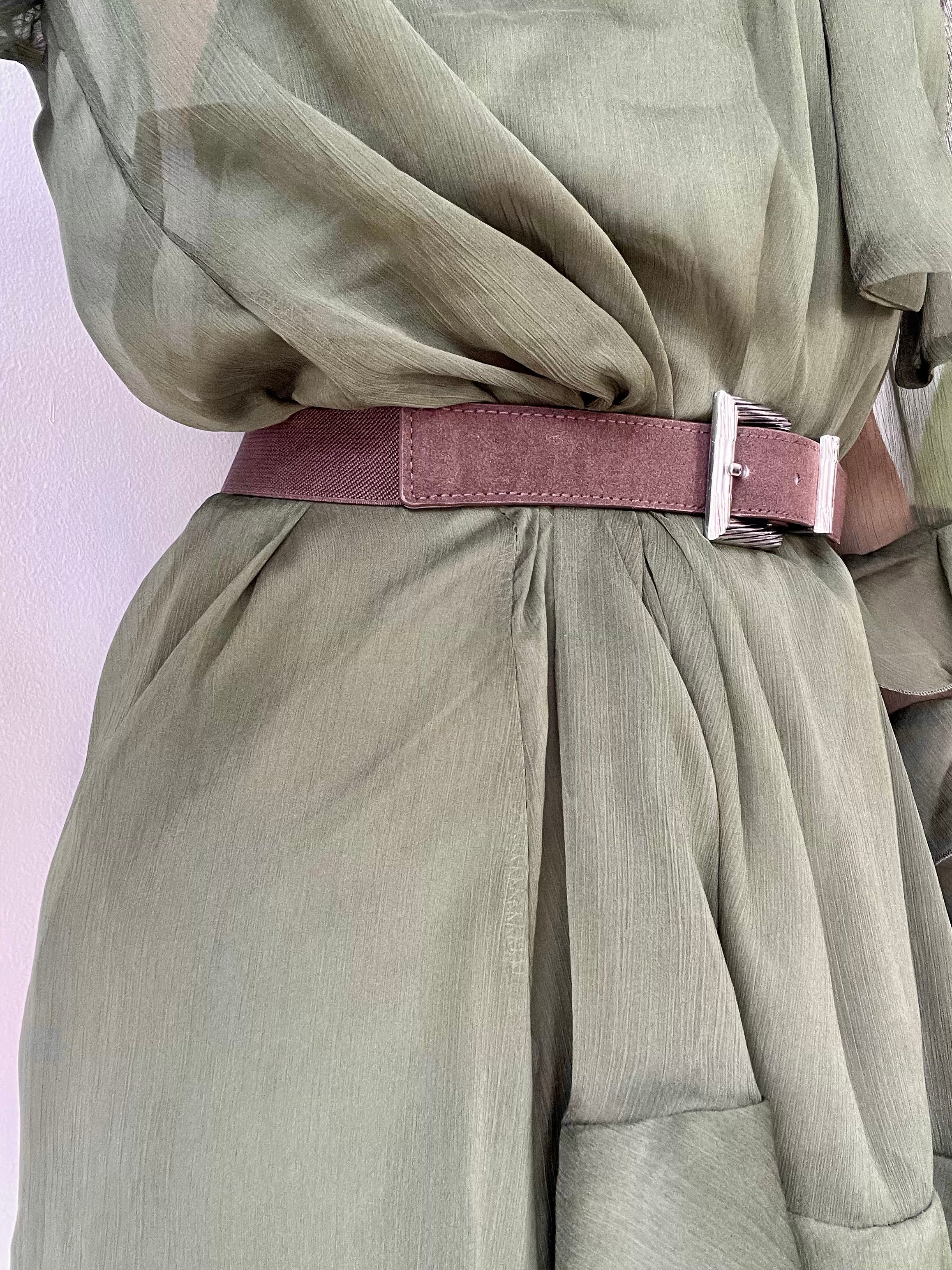 Cinturino elastico in camoscio marrone