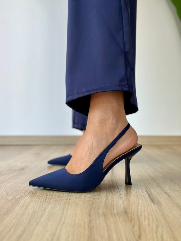 Décolleté in tessuto blu notte