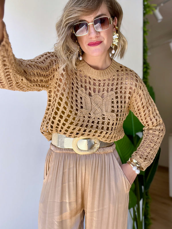 Maglia a rete beige