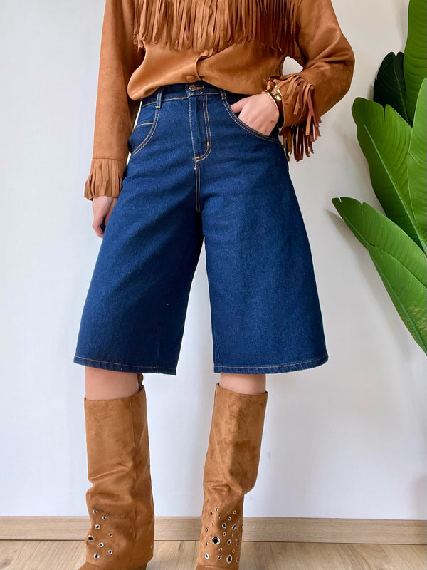 Bermudone in jeans scuro