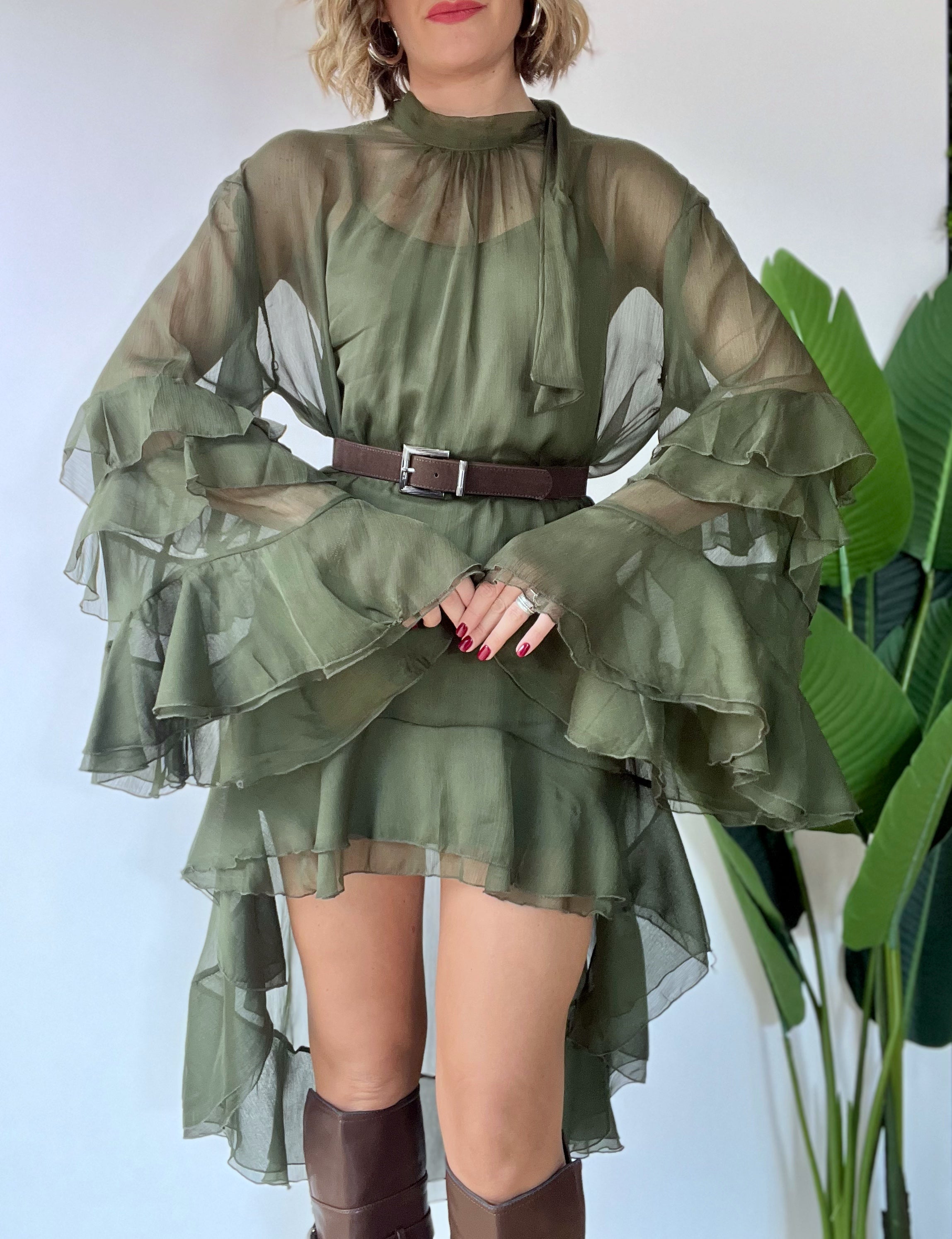 Cinturino elastico in camoscio marrone