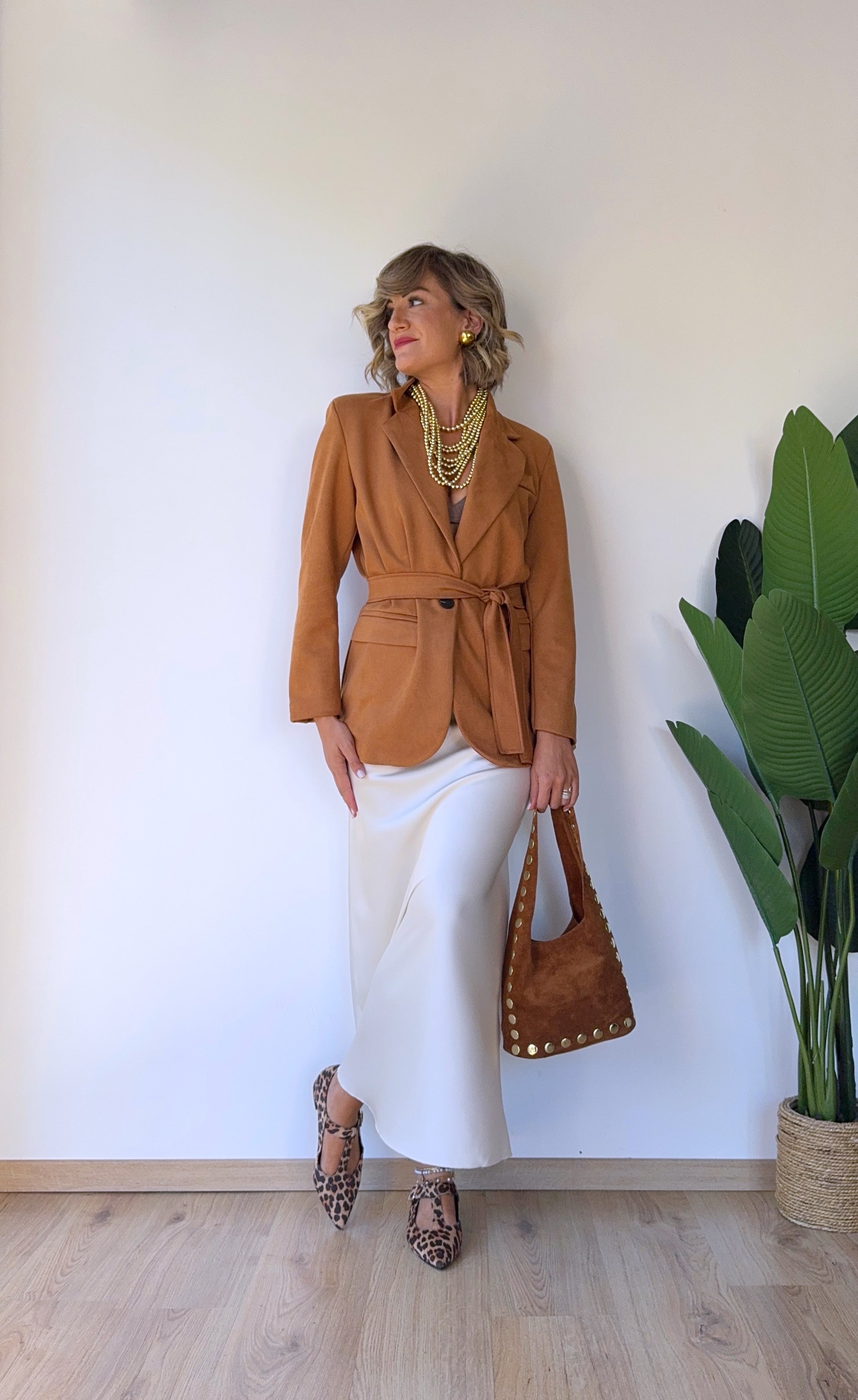 Blazer in camoscio con cintura