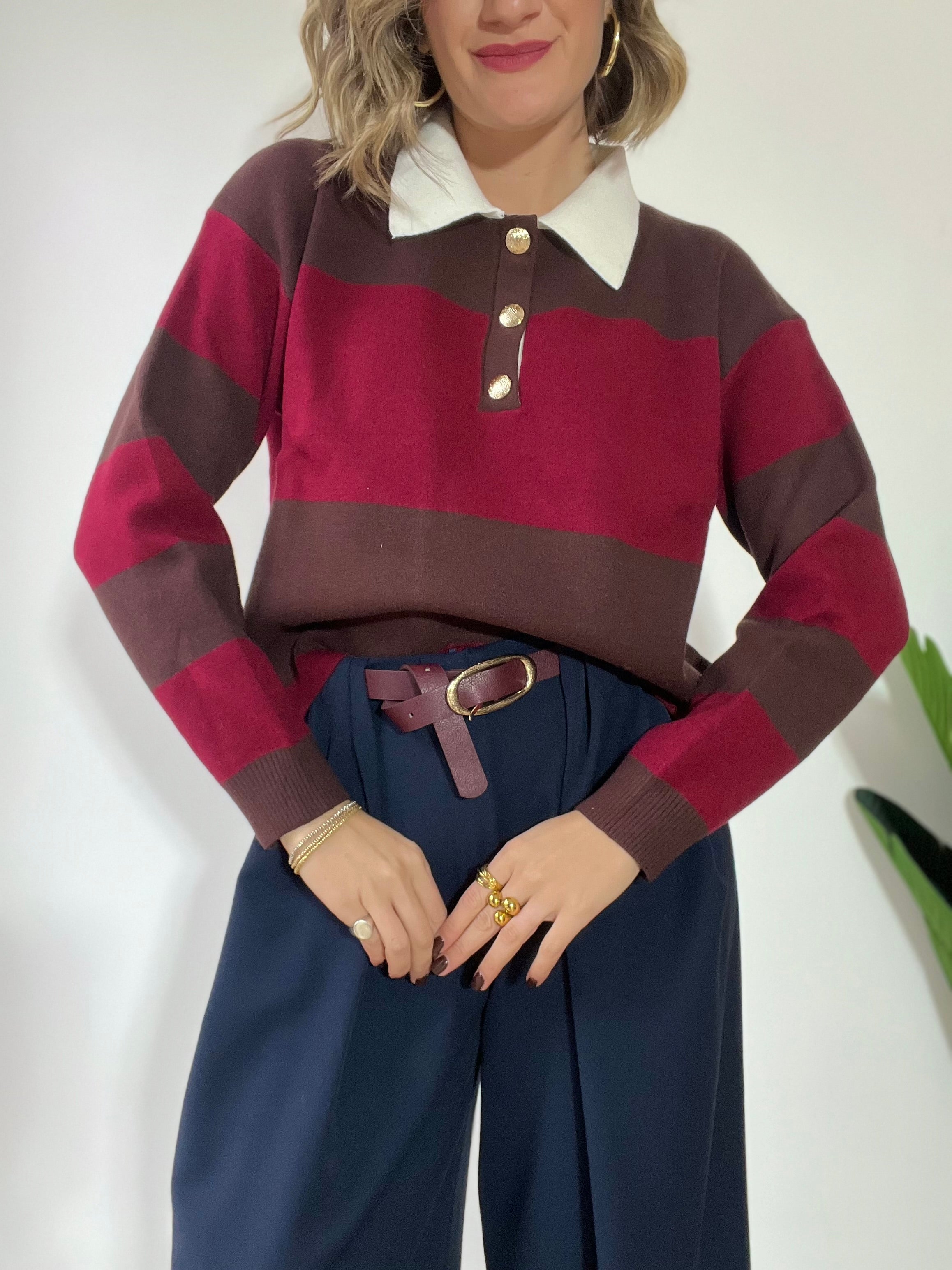 Maglioncino polo a righe