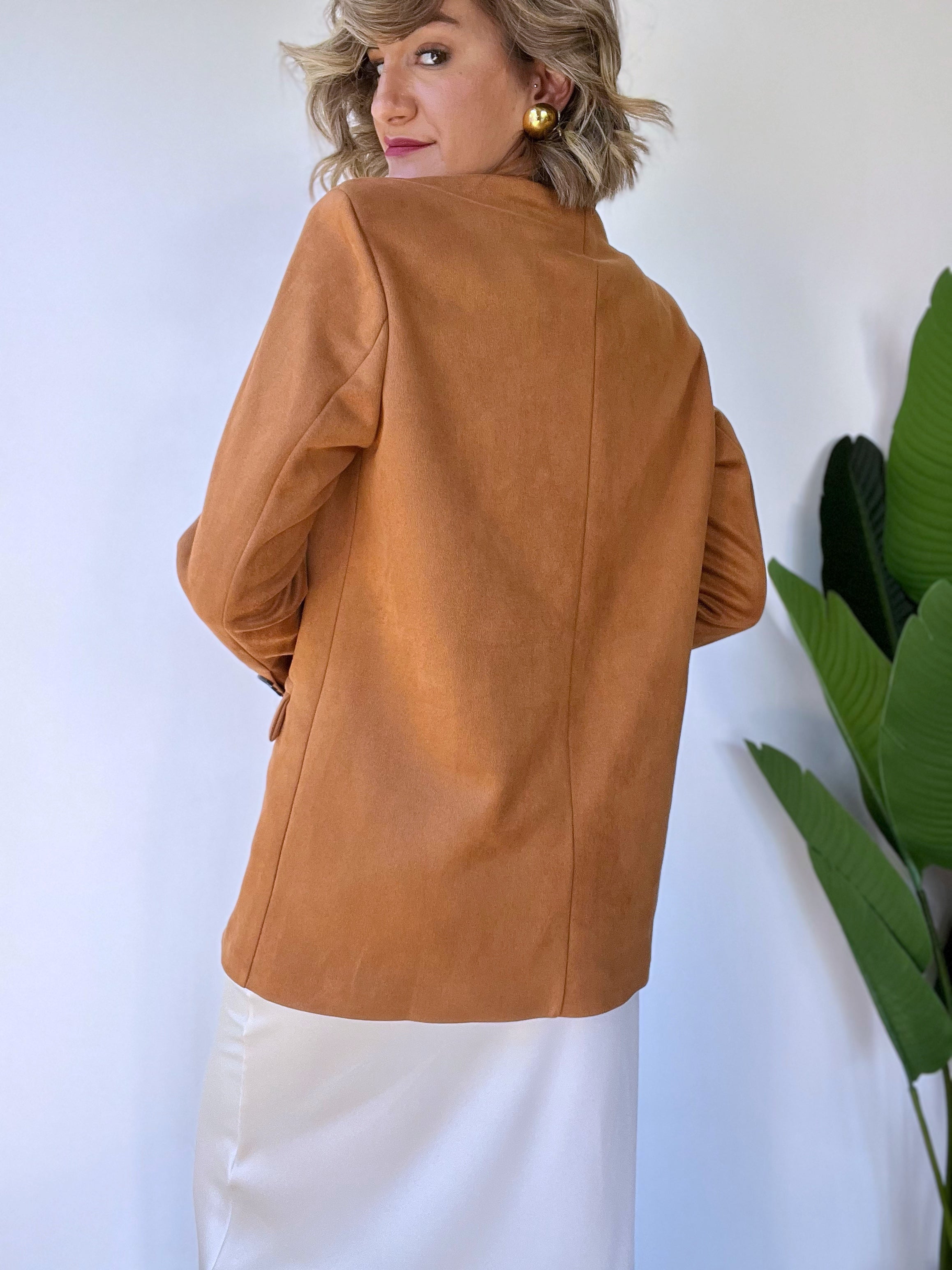 Blazer in camoscio con cintura