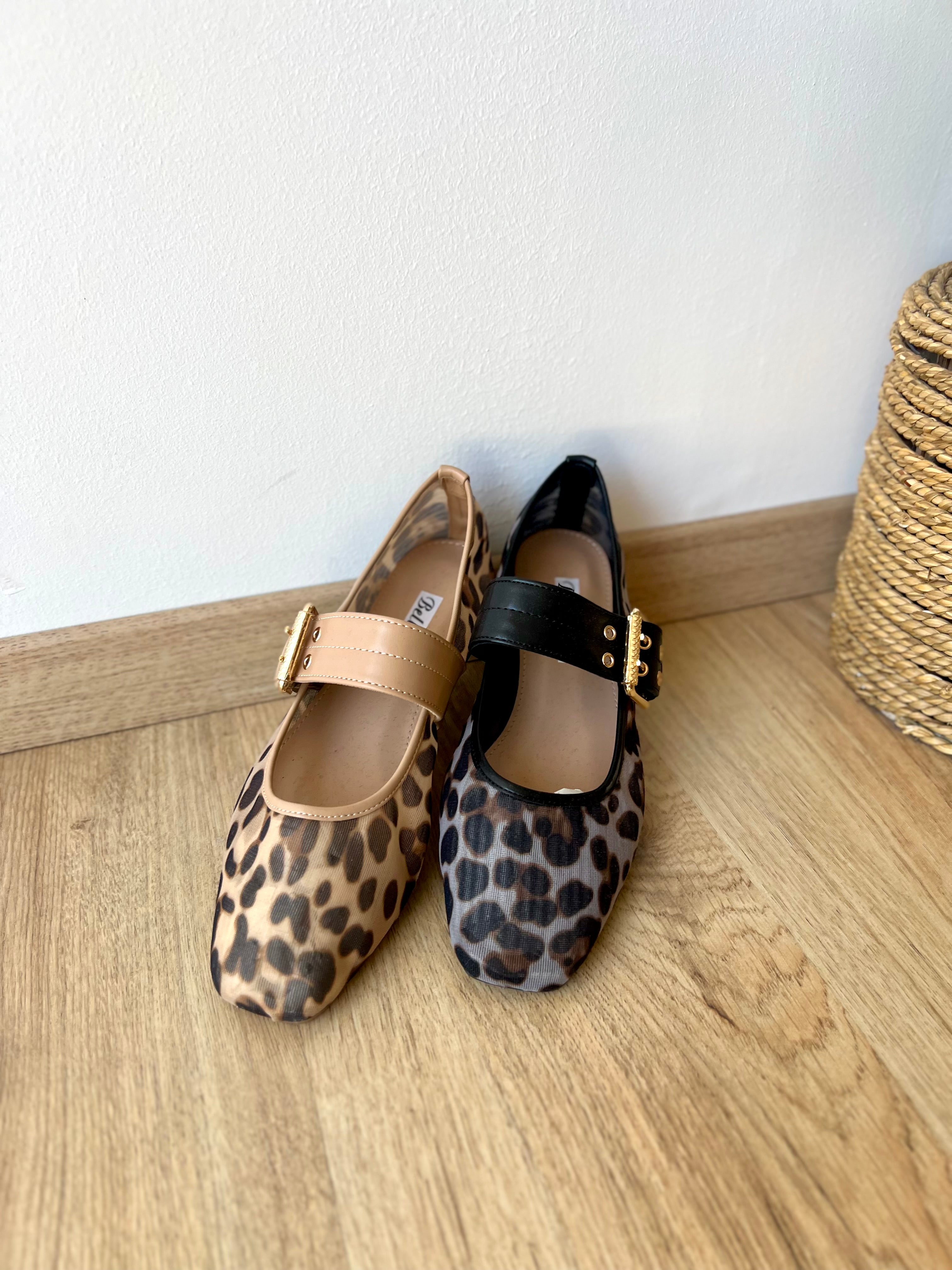 Ballerine stampa semi-trasparente animalier beige