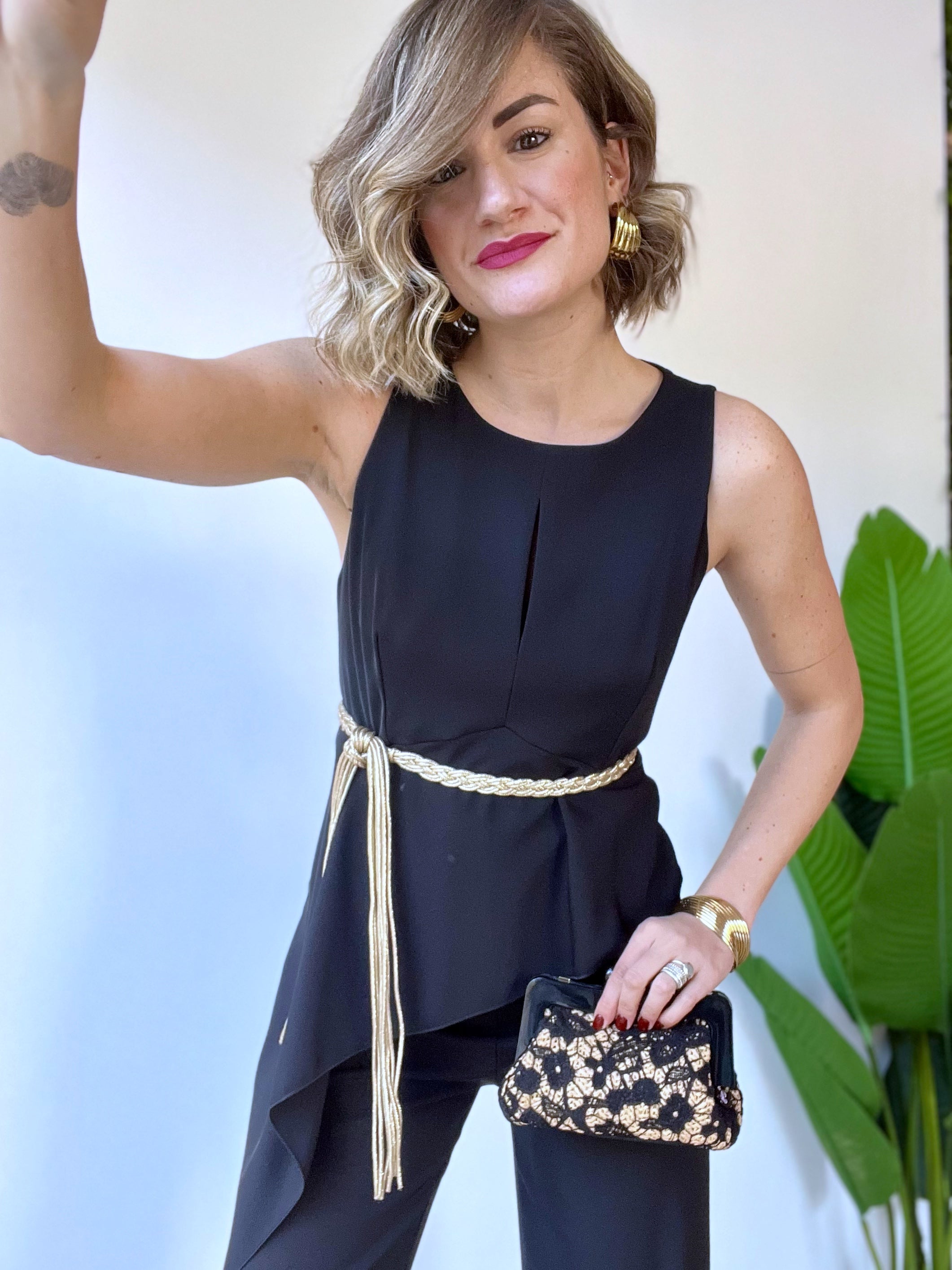 Mini pochette con dettagli in pizzo