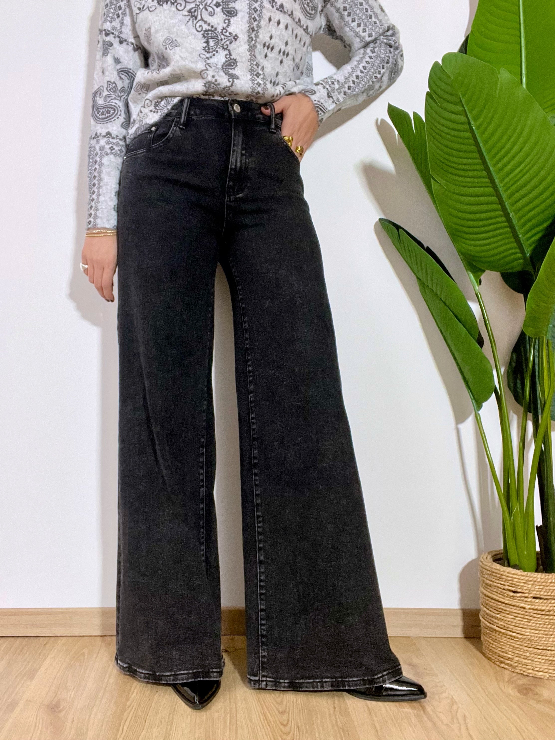 Jeans ad ombrello grigio /nero scuro