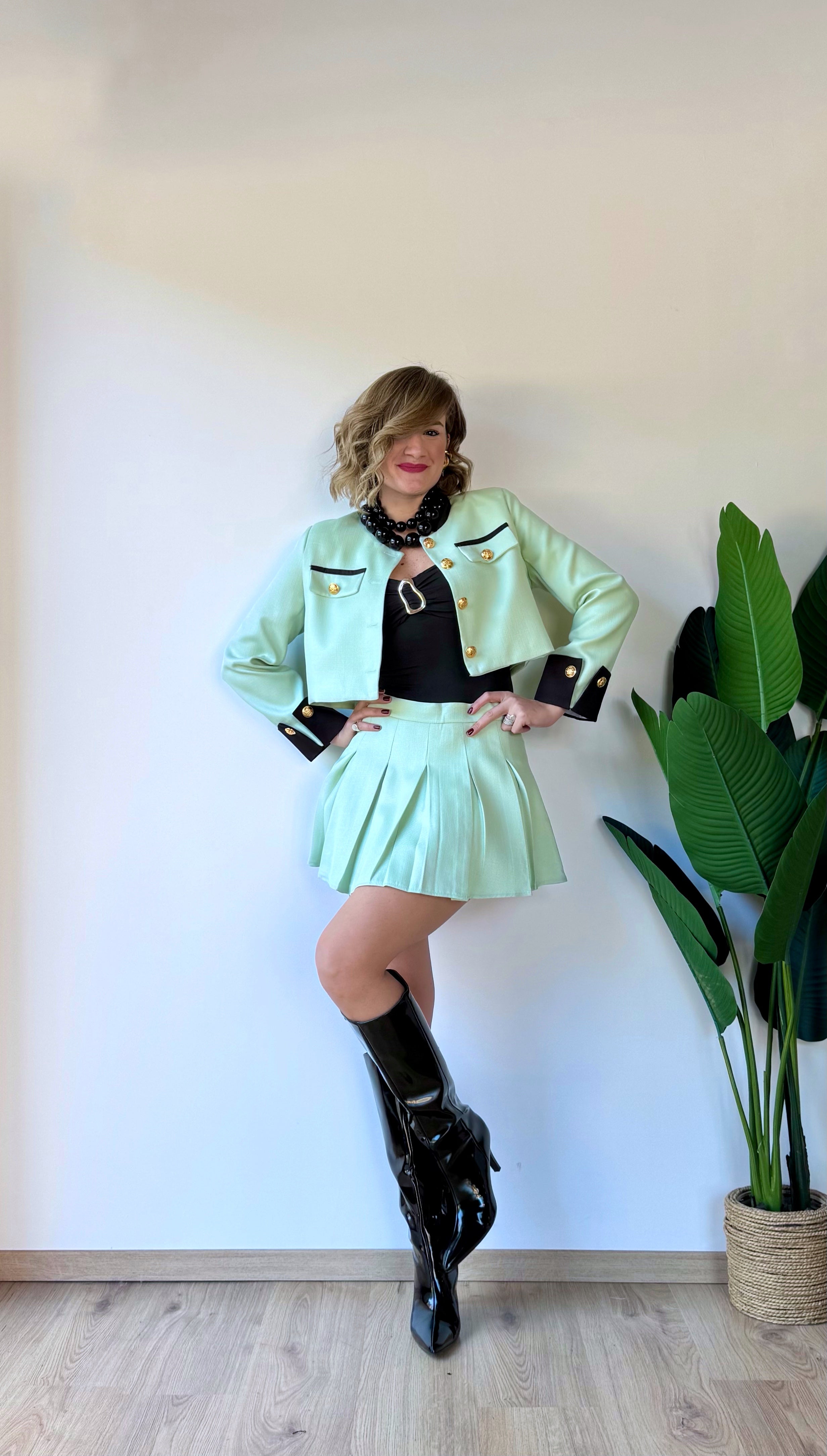 Coordinato con gonna PARIS verde
