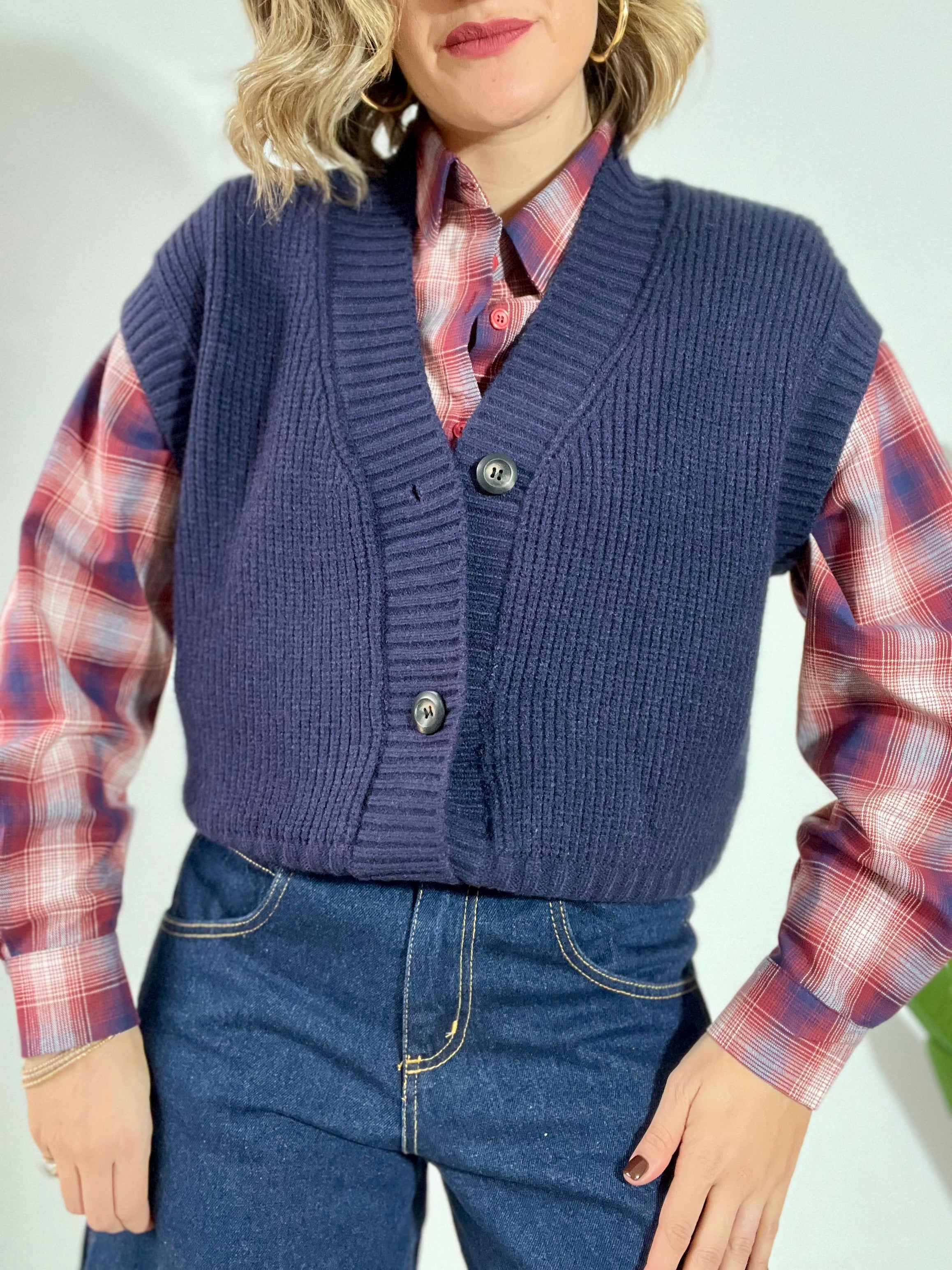 Gilet di maglina doppiopetto morbido