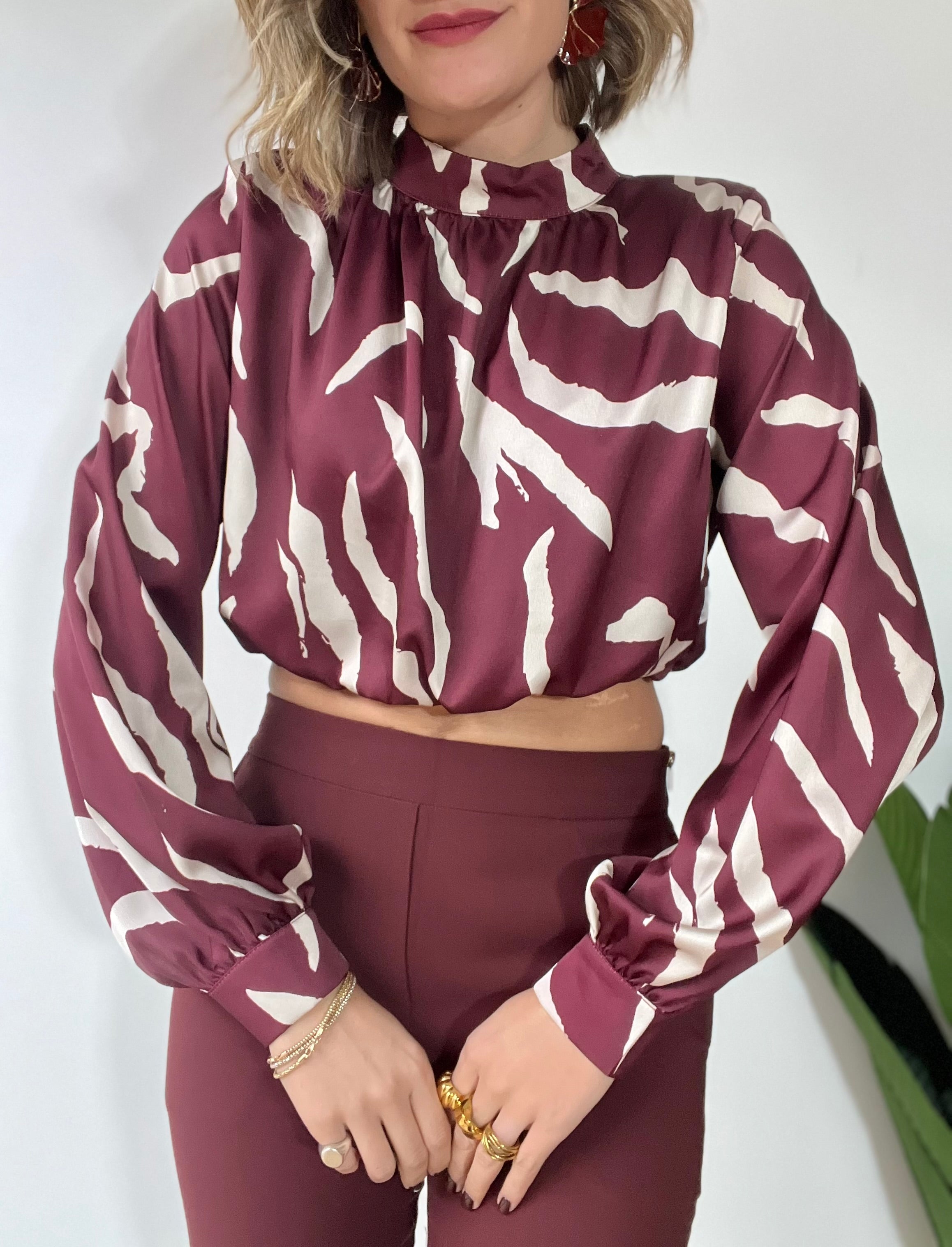 Camicia/blusa crop a fantasia