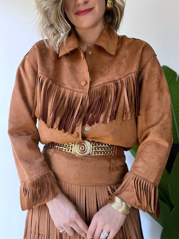Camicia in camoscio leggero con frange