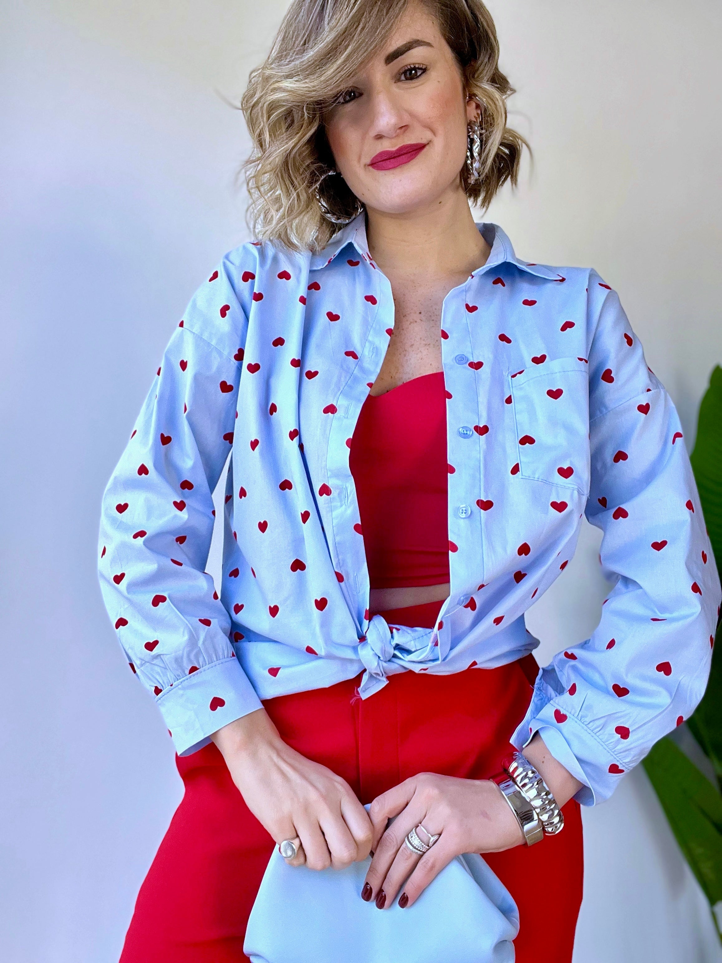 Camicia cotone cuoricini