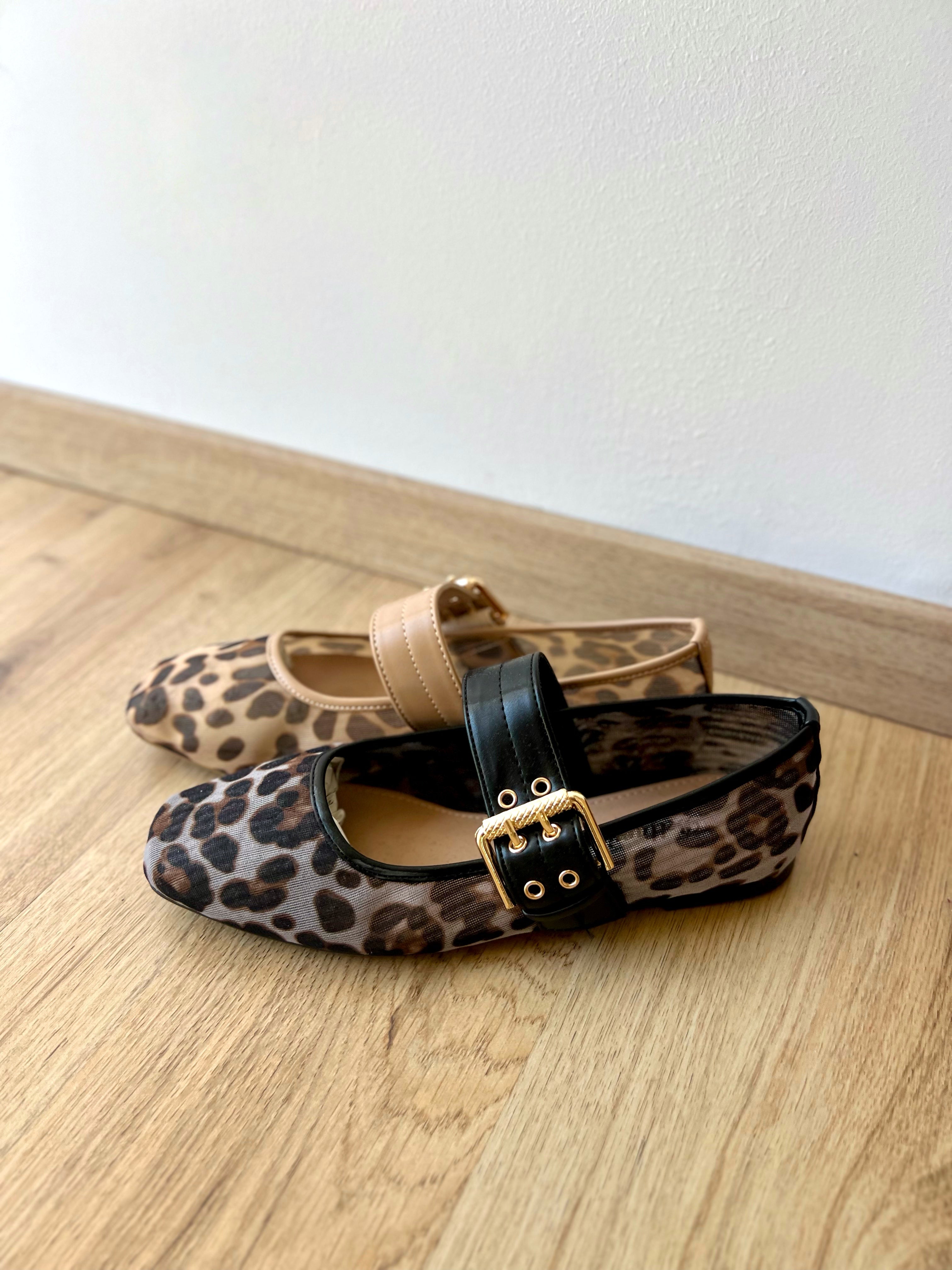 Ballerine stampa semi-trasparente animalier beige