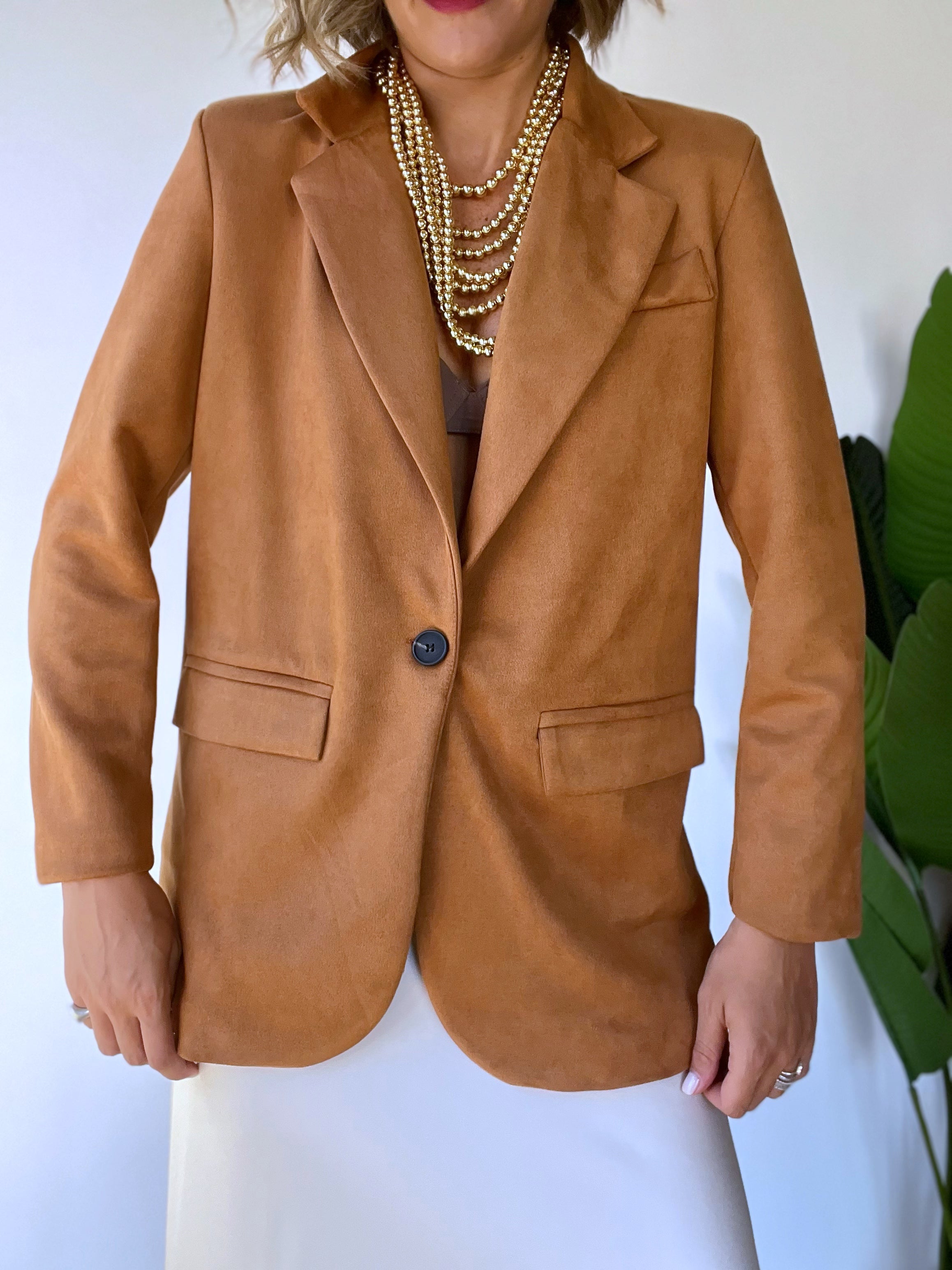 Blazer in camoscio con cintura