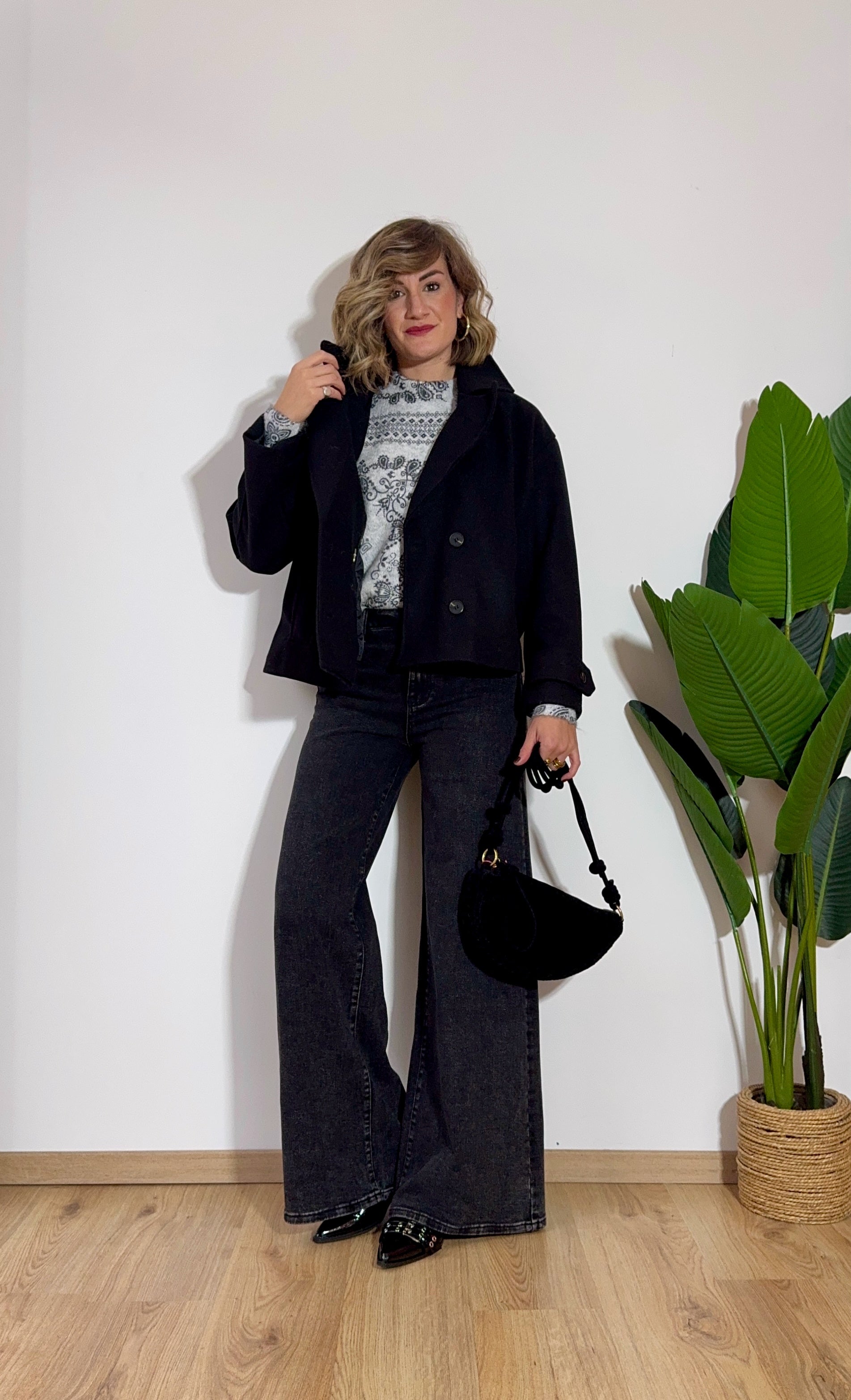 Jeans ad ombrello grigio /nero scuro