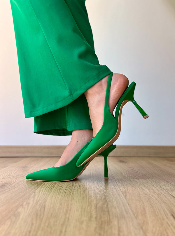 Décolleté in tessuto verde