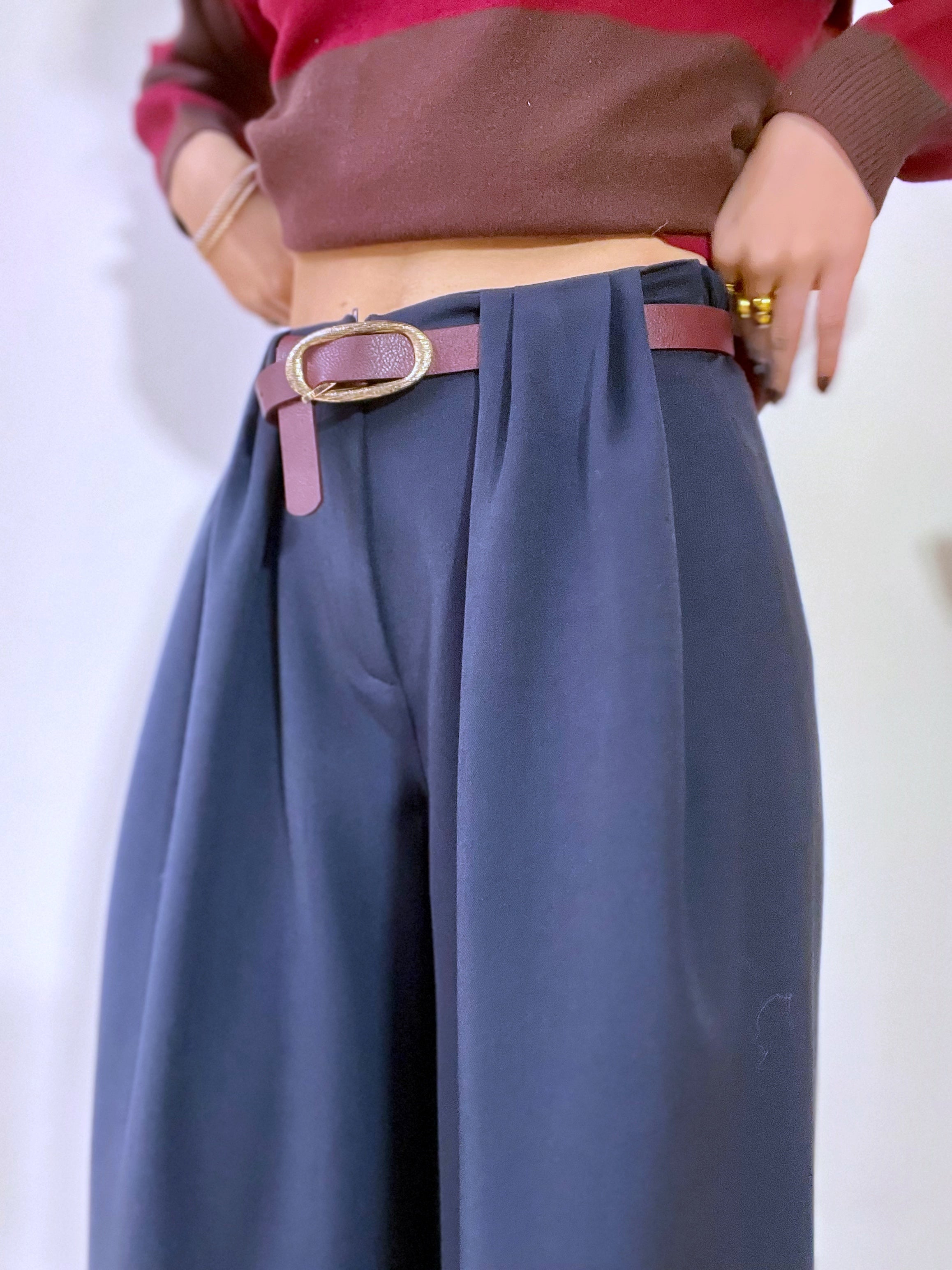 Panta palazzo blu vita alta