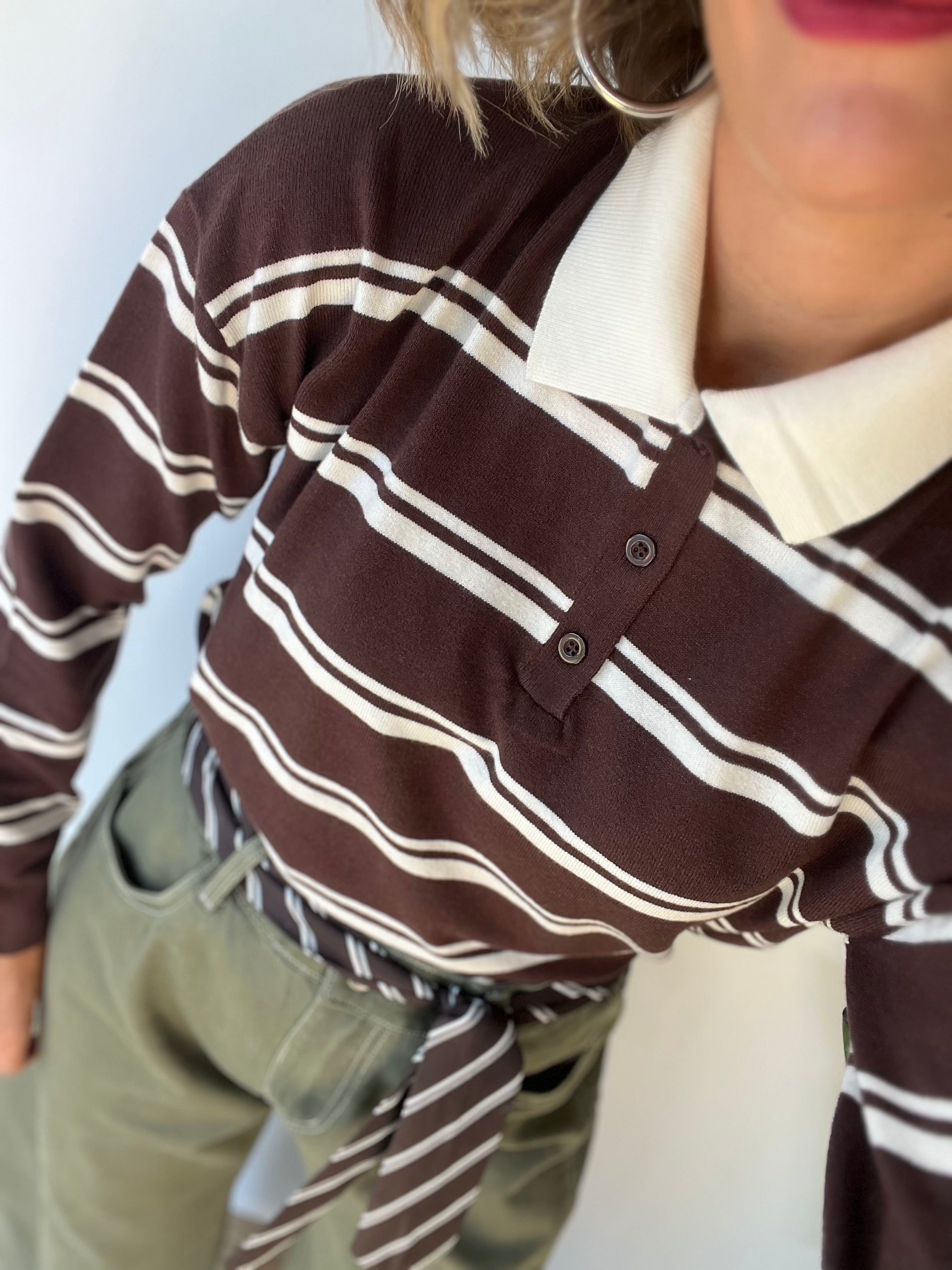 Maglioncino polo a righe cotone leggero