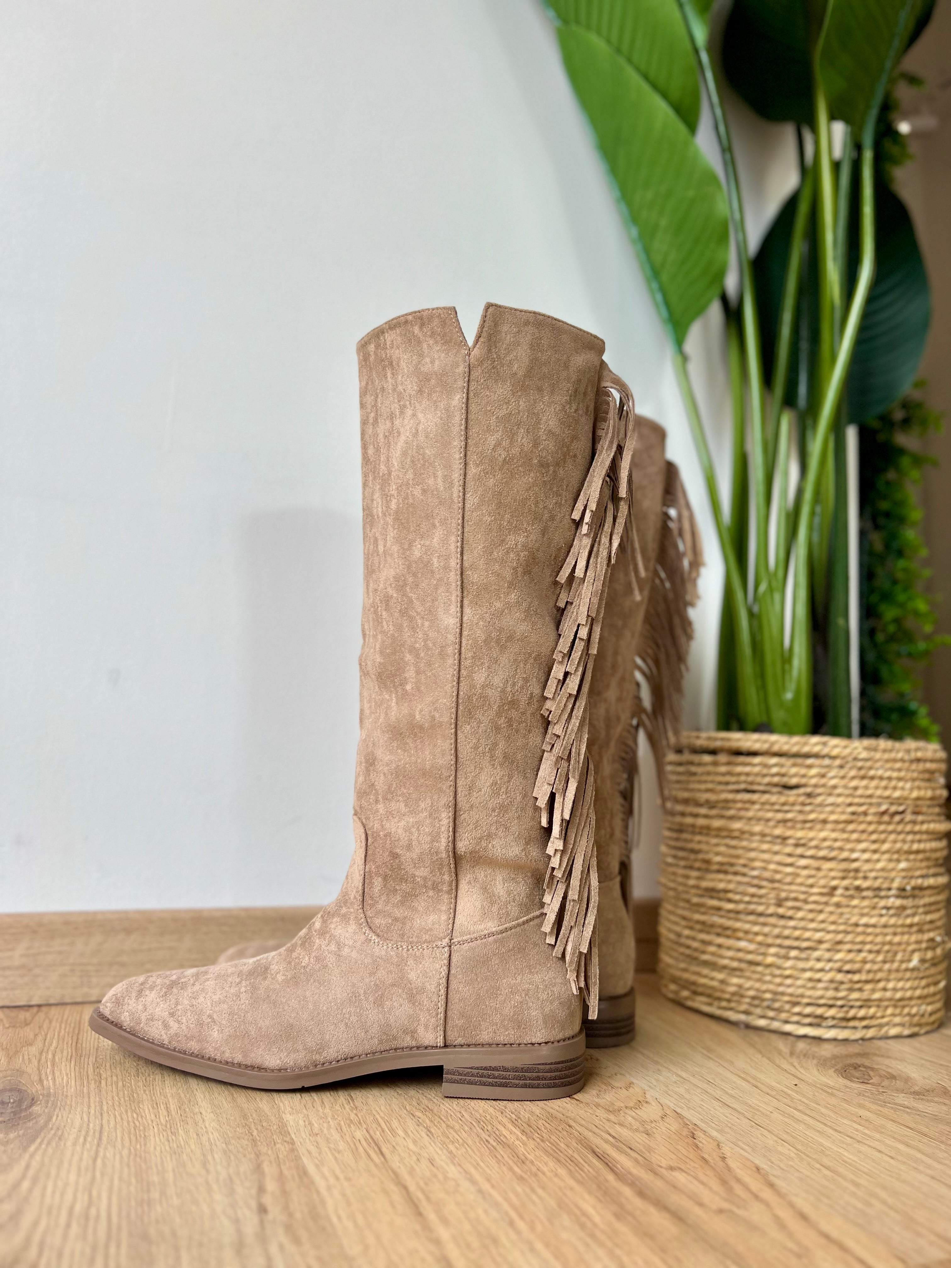 Texano beige con frange