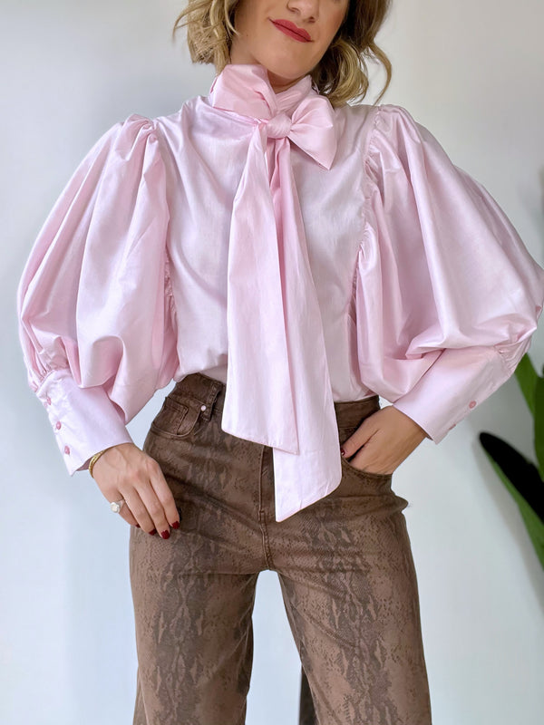 Camicia in cotone con maniche super a palloncino