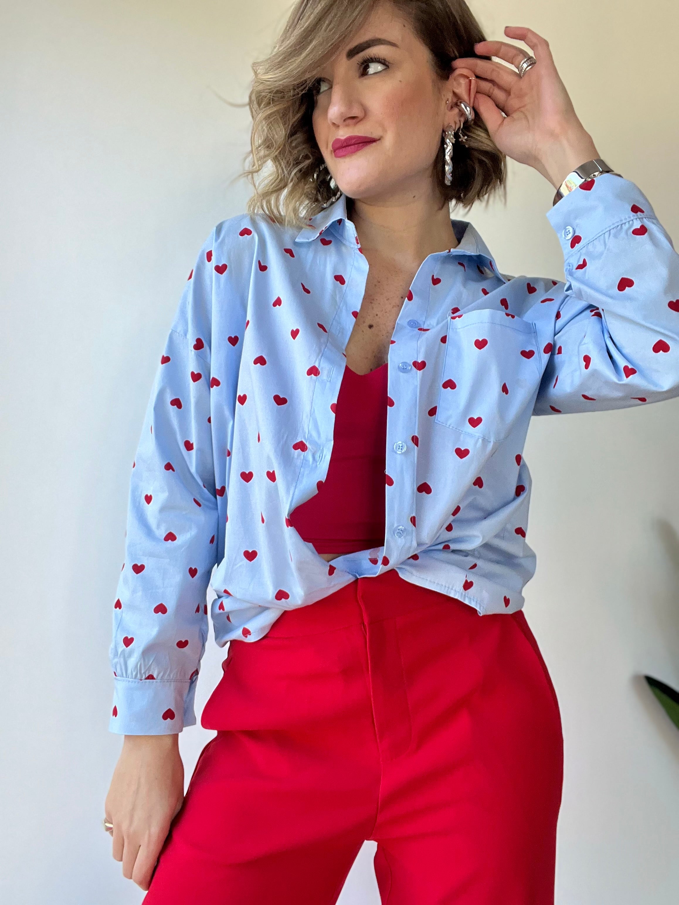 Camicia cotone cuoricini