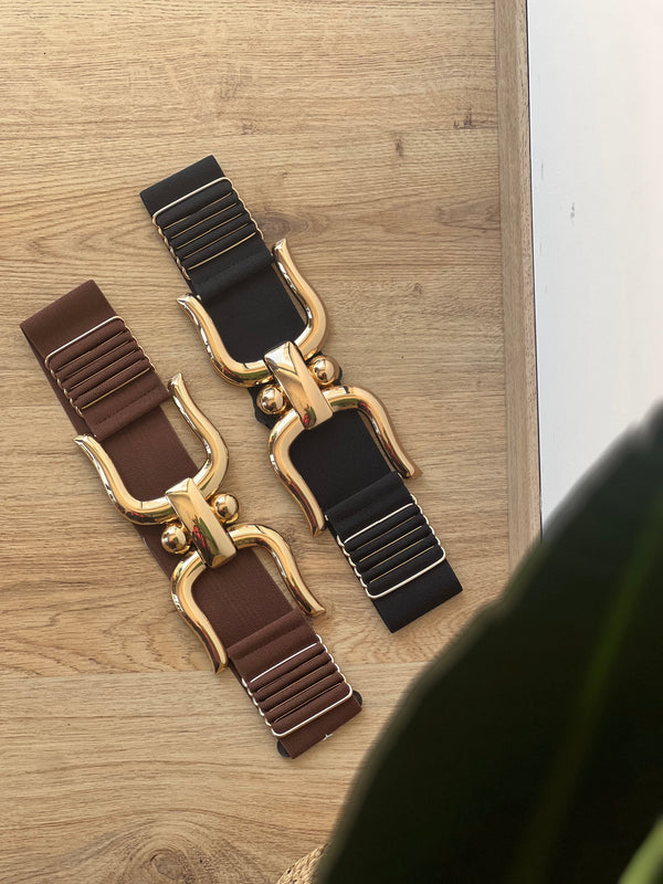 Cintura elastica con chiusura oro