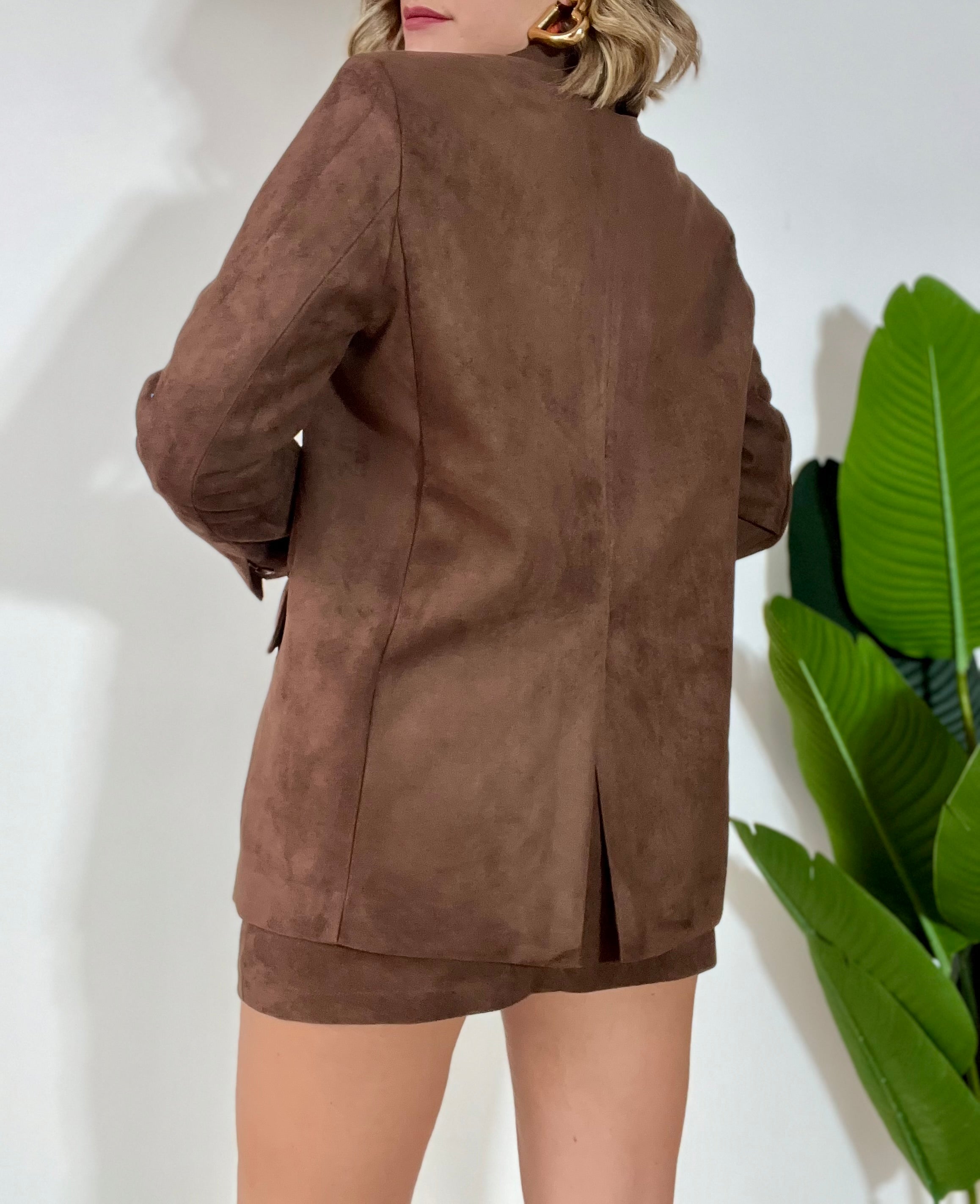 Coordinato in camoscio blazer + minigonna MORO