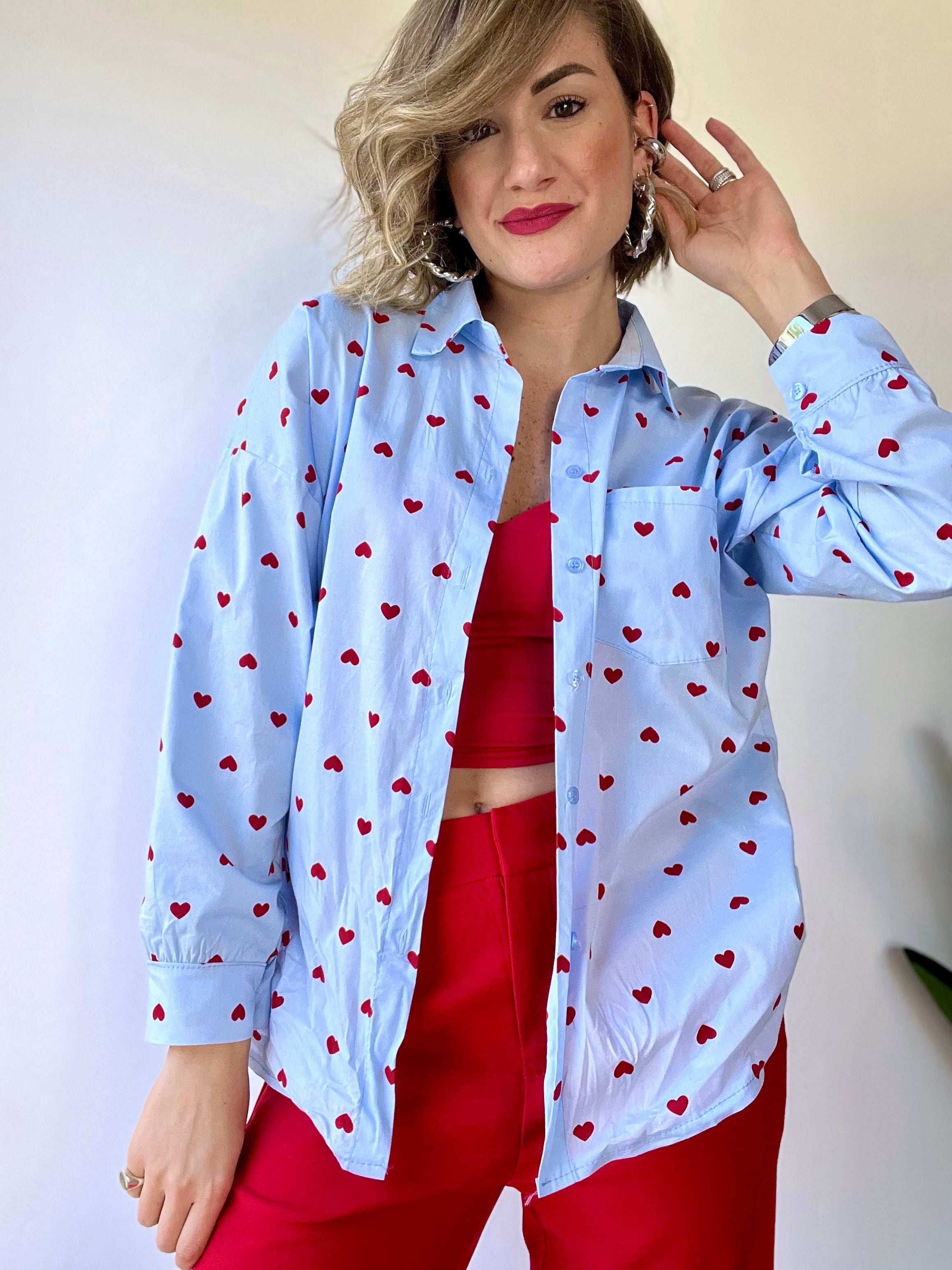 Camicia cotone cuoricini