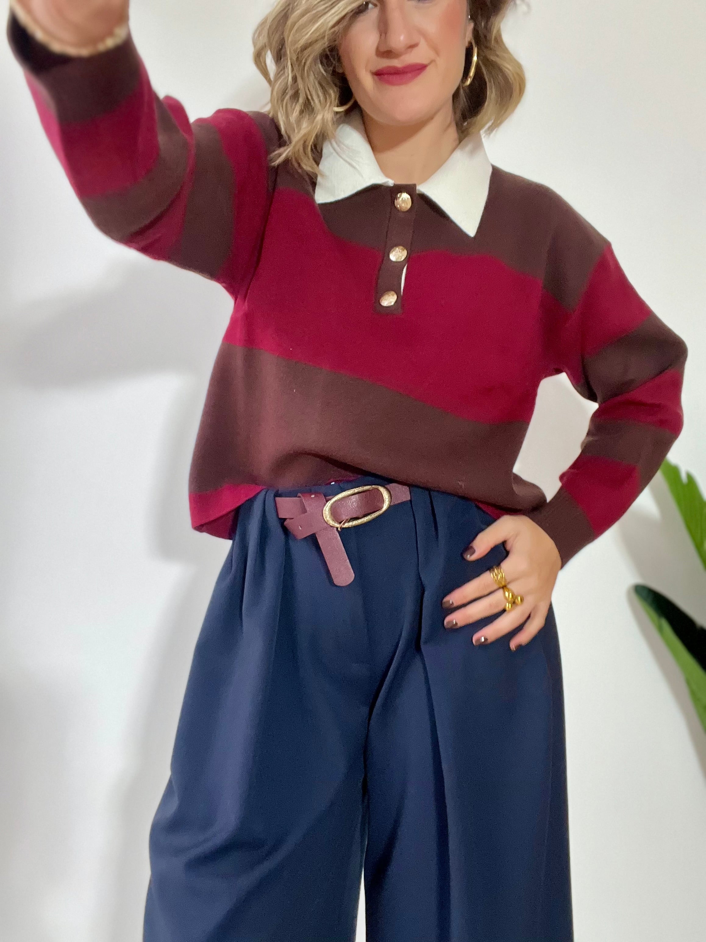 Maglioncino polo a righe