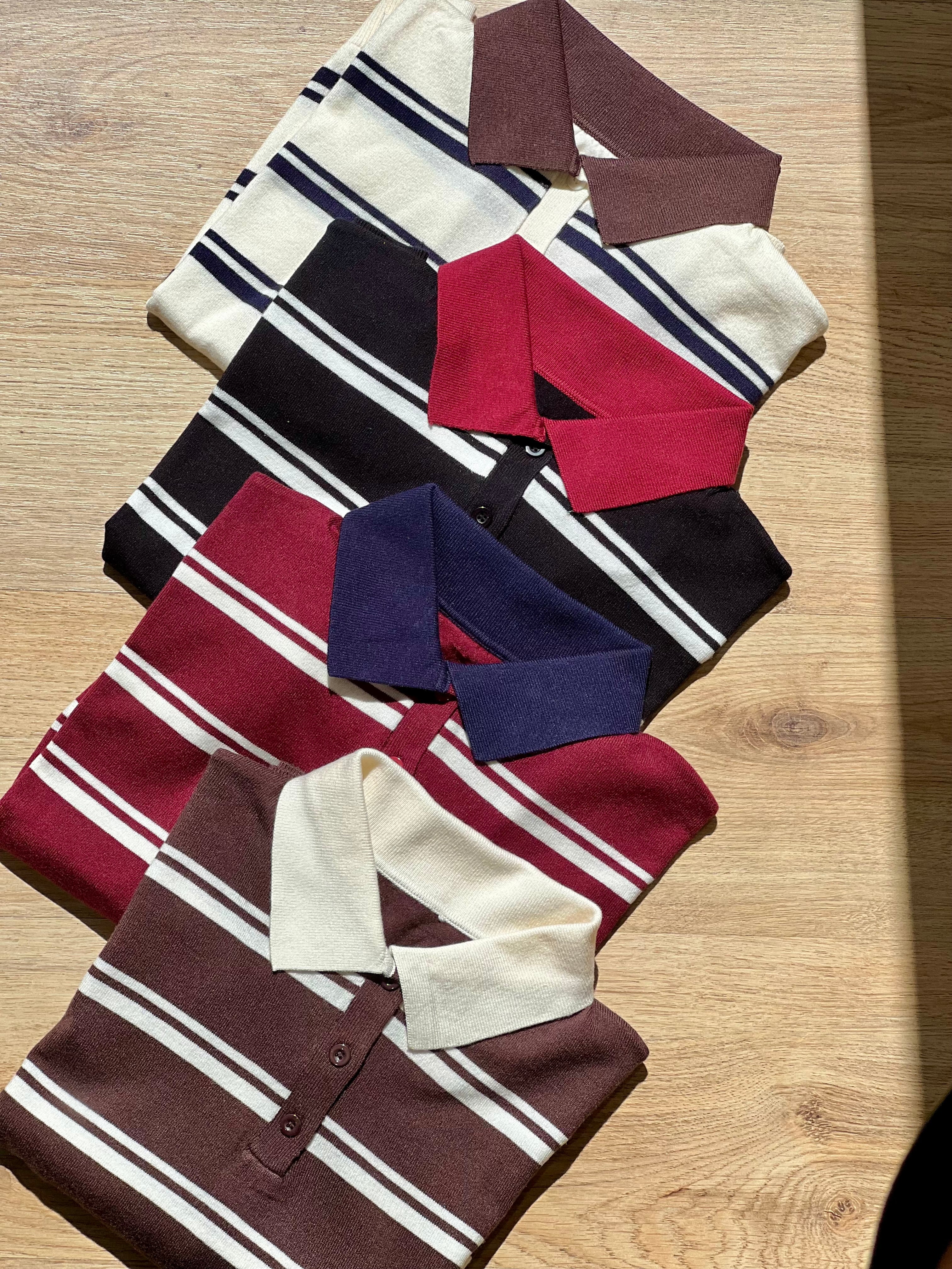 Maglioncino polo a righe cotone leggero