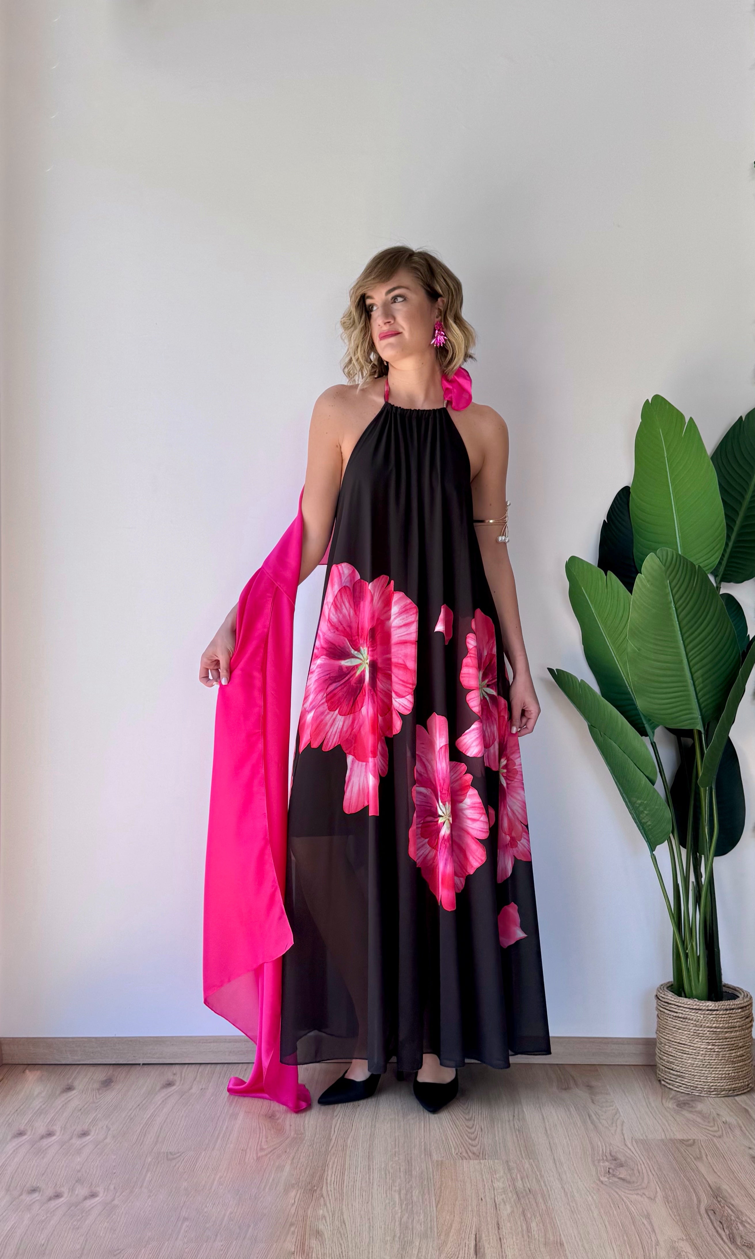 Stola semi velata fucsia