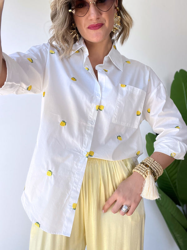 Camicia in cotone con limoni