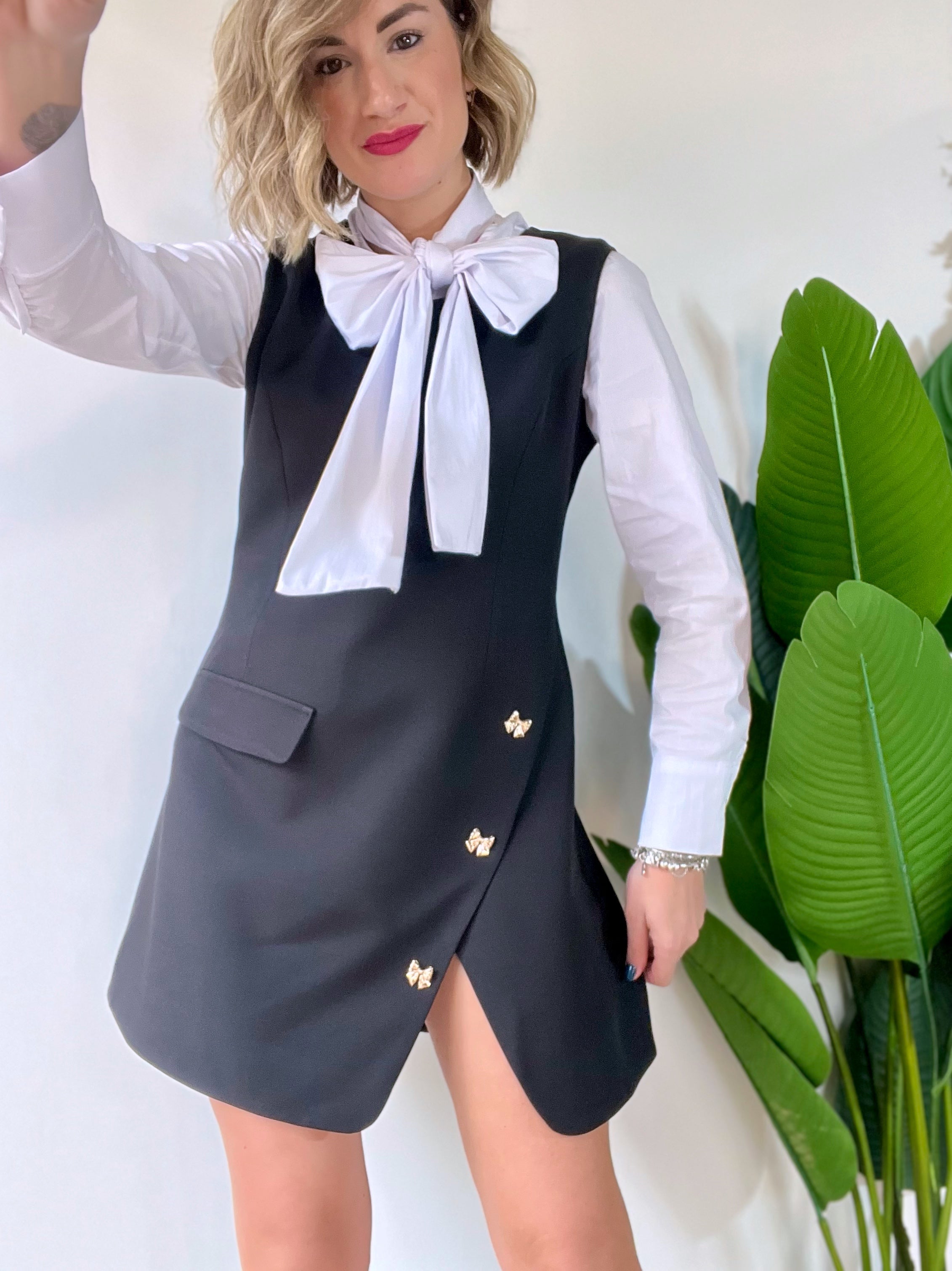 Vestito PINKlady con bottoni fiocco nero