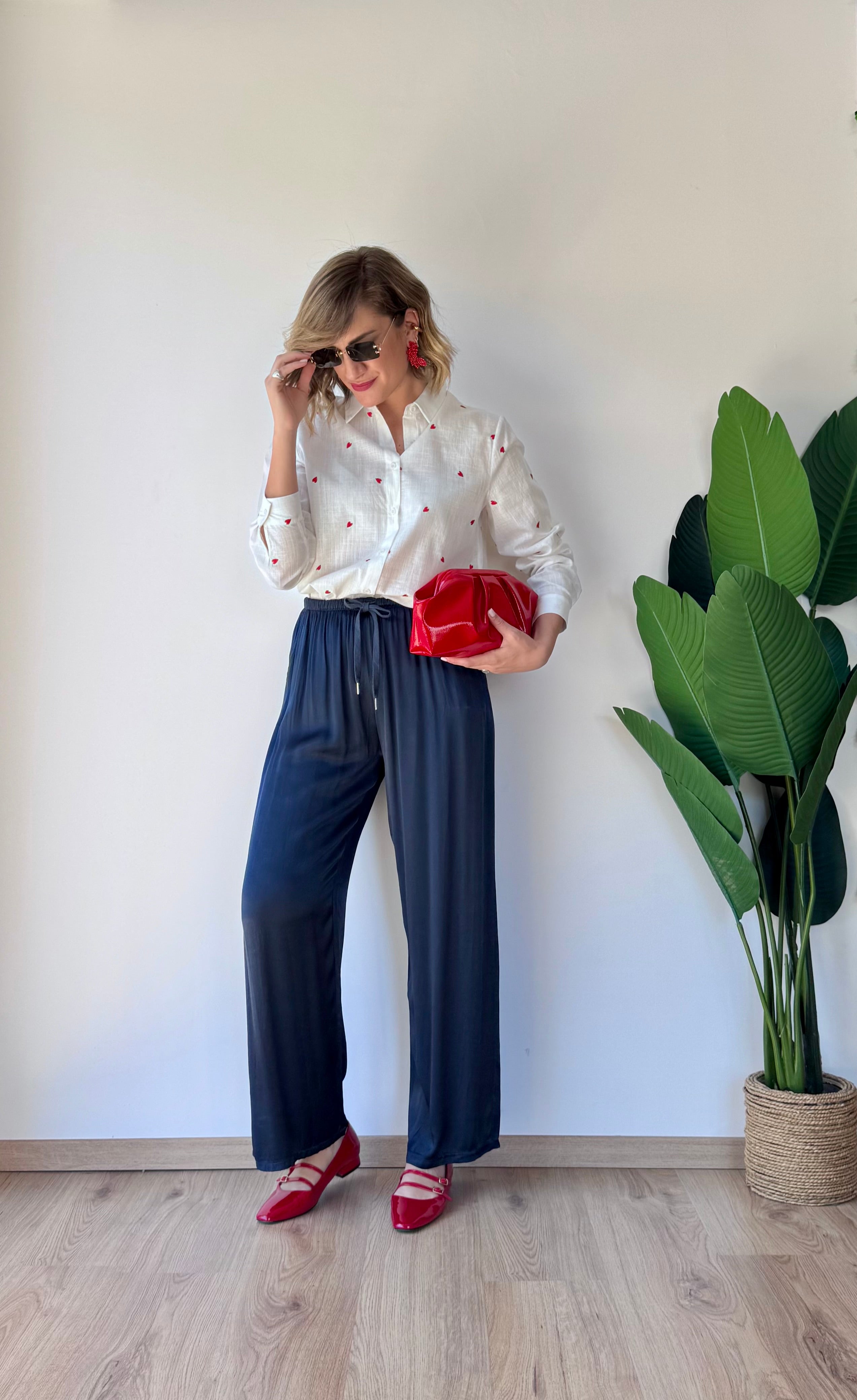 Camicia in cotone con cuoricini