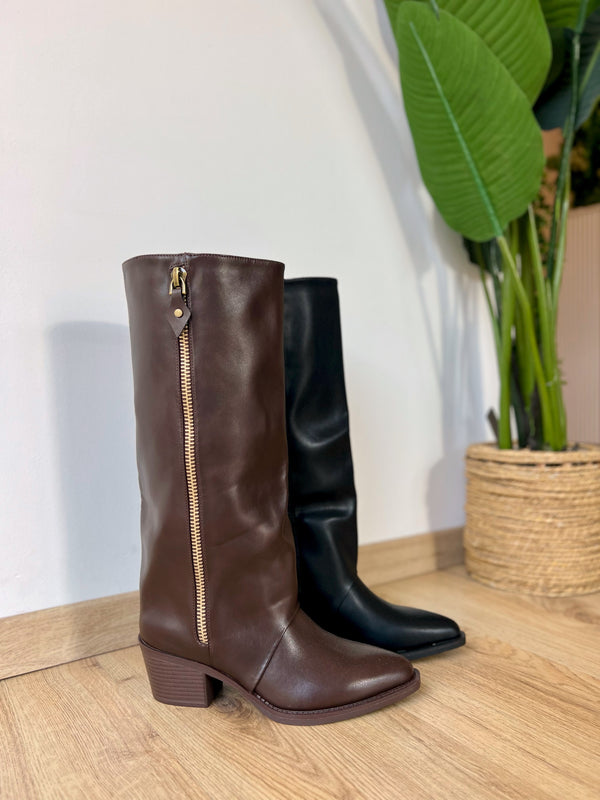 Texano in ecopelle con finta zip laterale