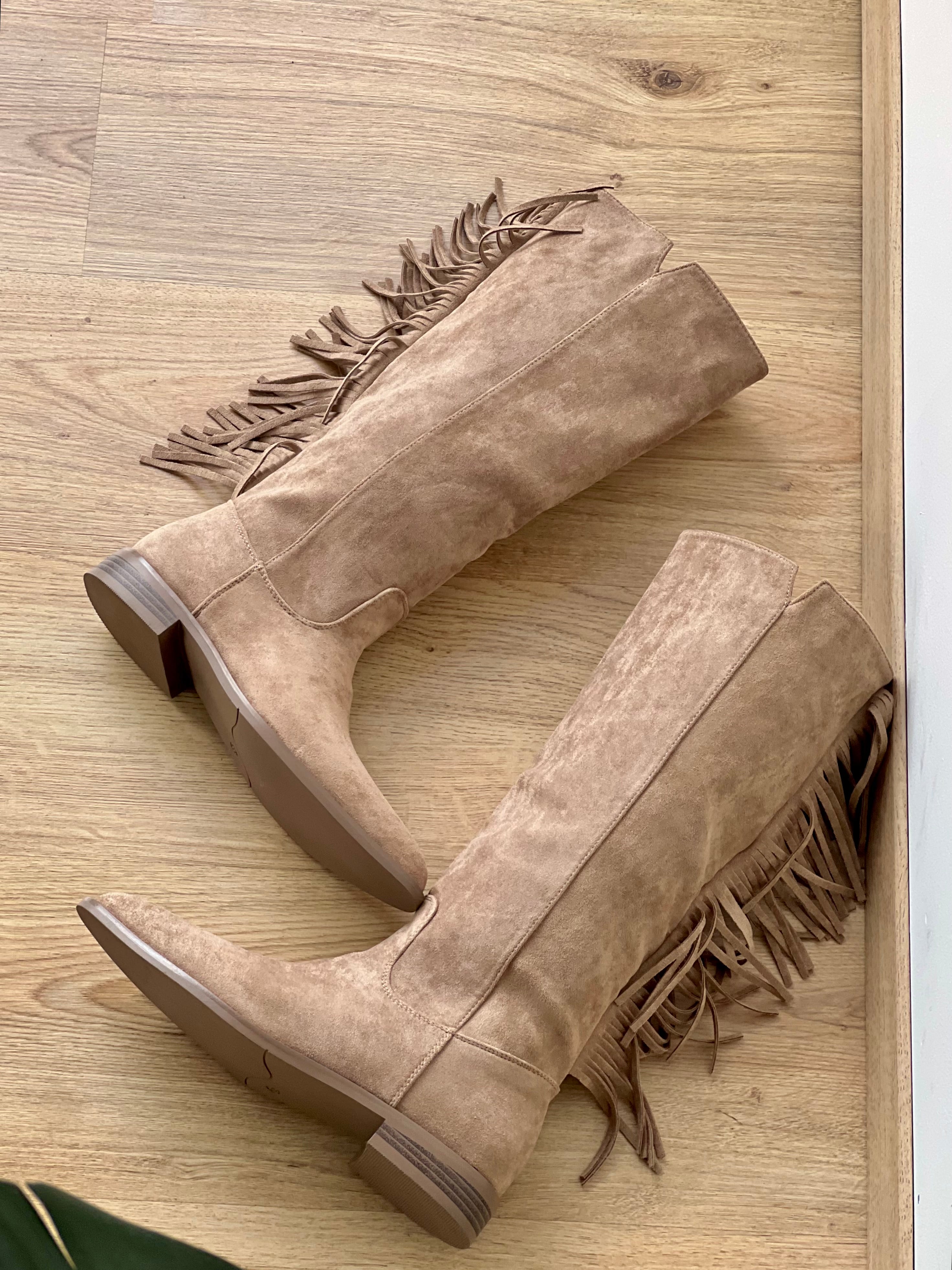 Texano beige con frange