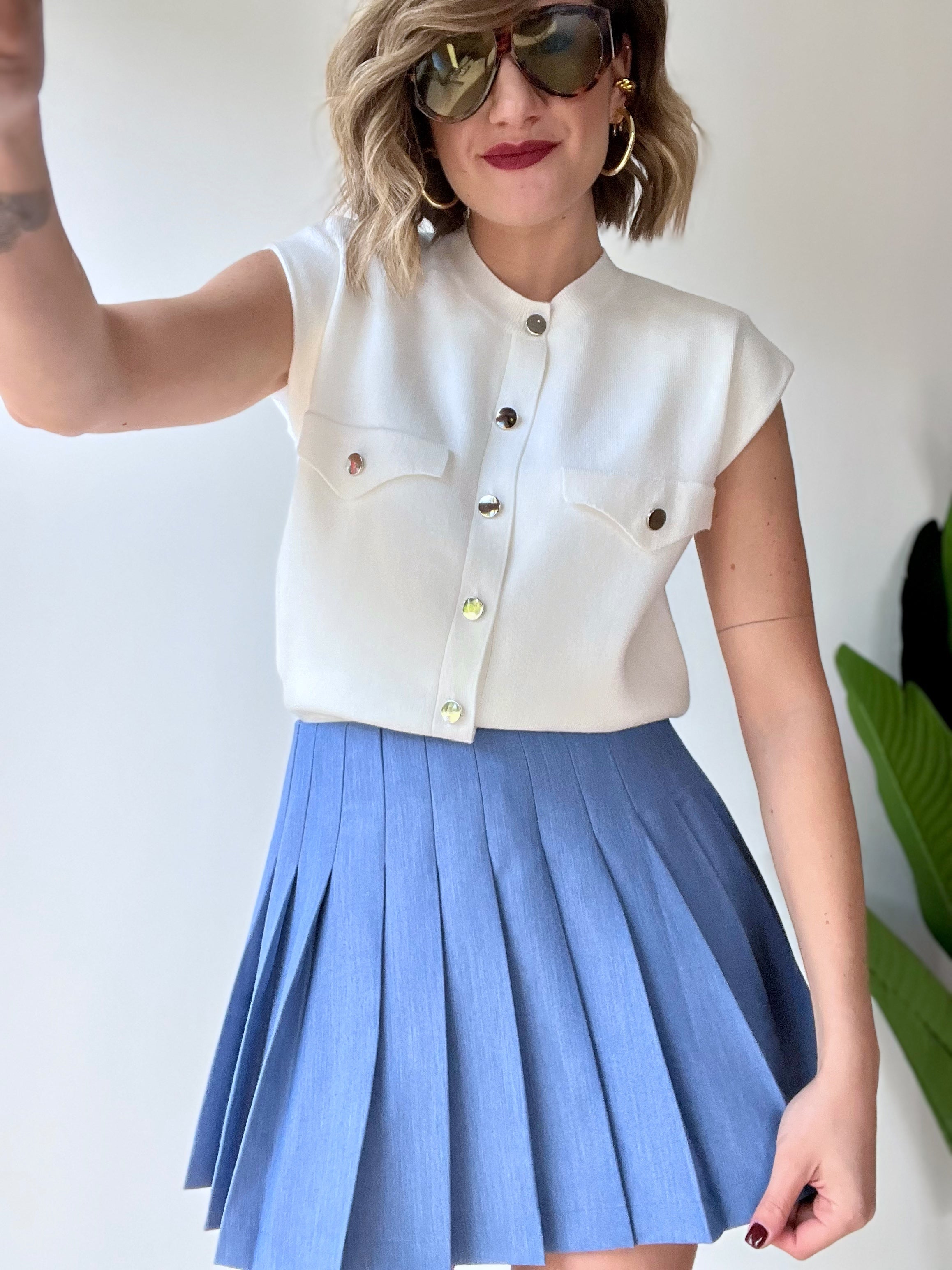 Mini skirt college blu cielo