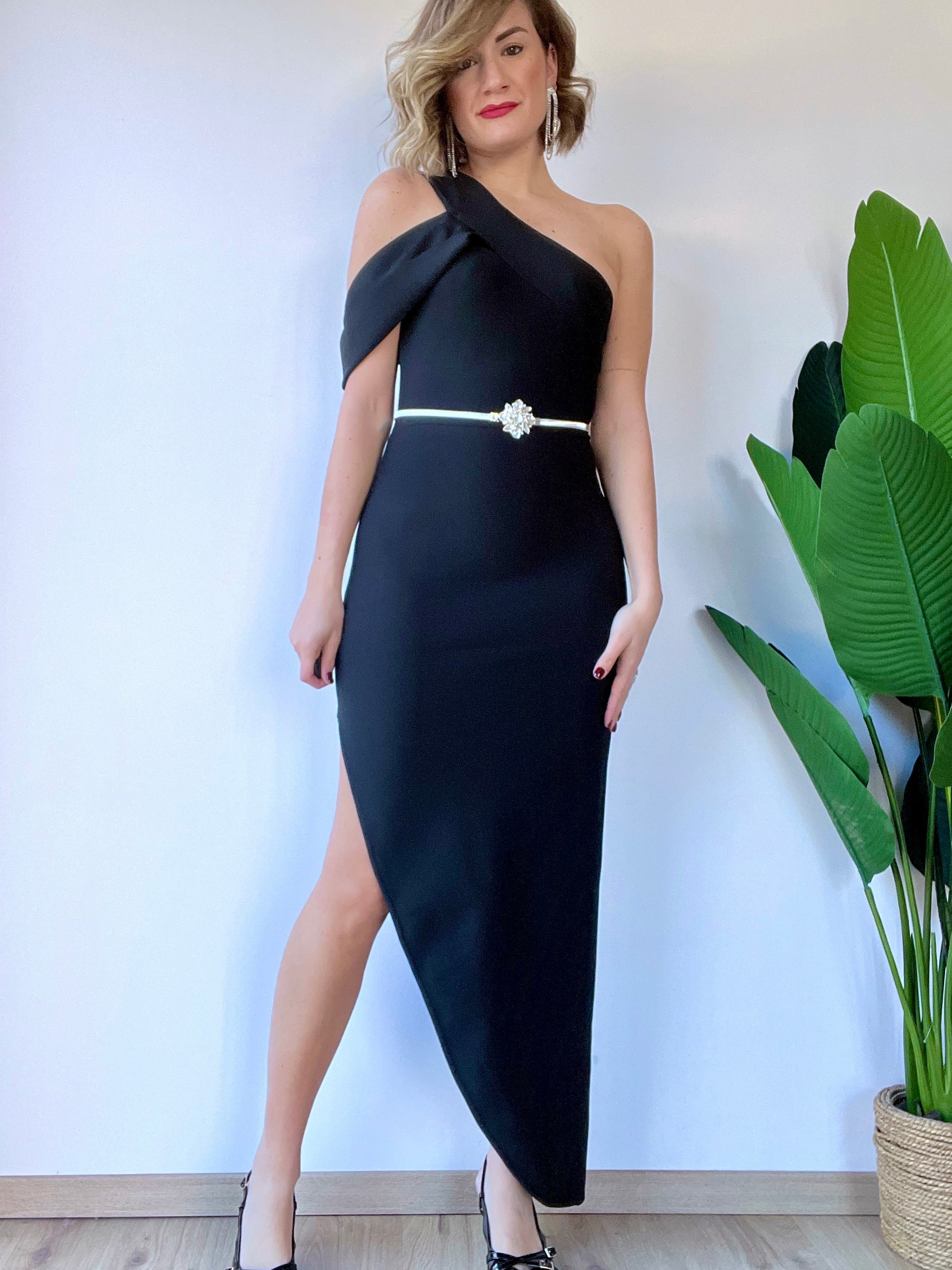 Tubino bandage monospalla nero