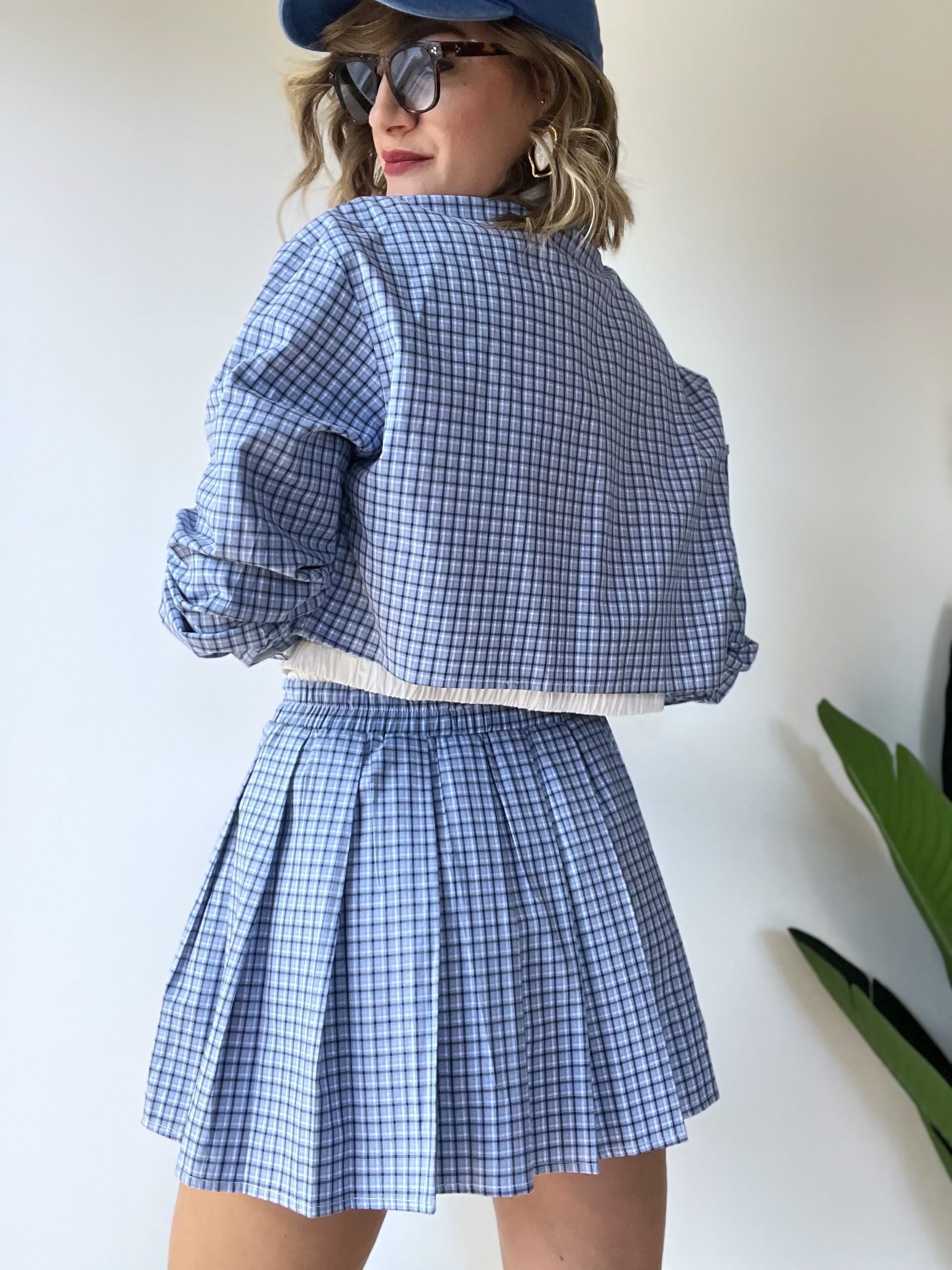 Coordinato camicia e gonna blu ENGLAND
