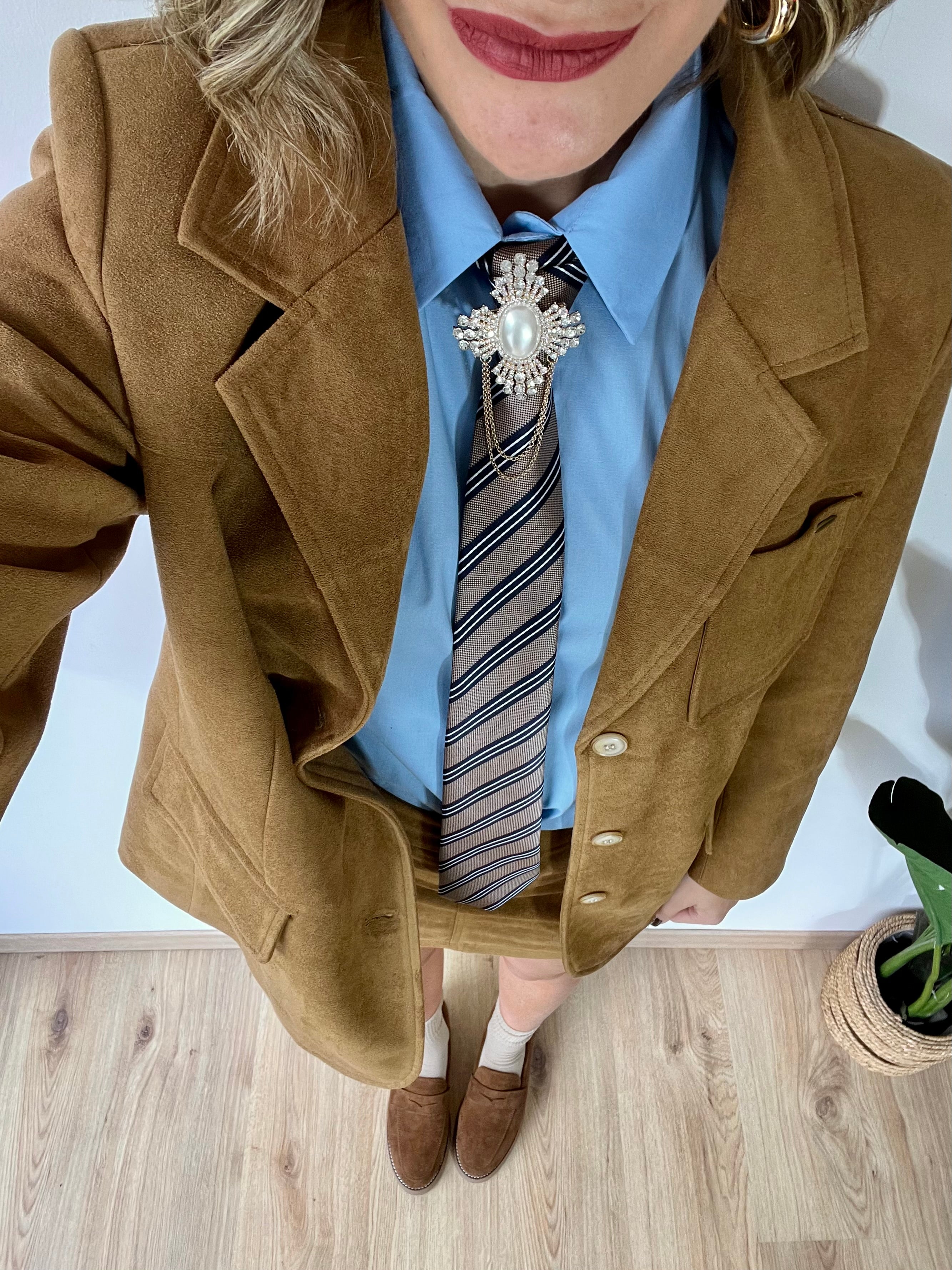 Coordinato in camoscio Blazer + minigonna CAMEL