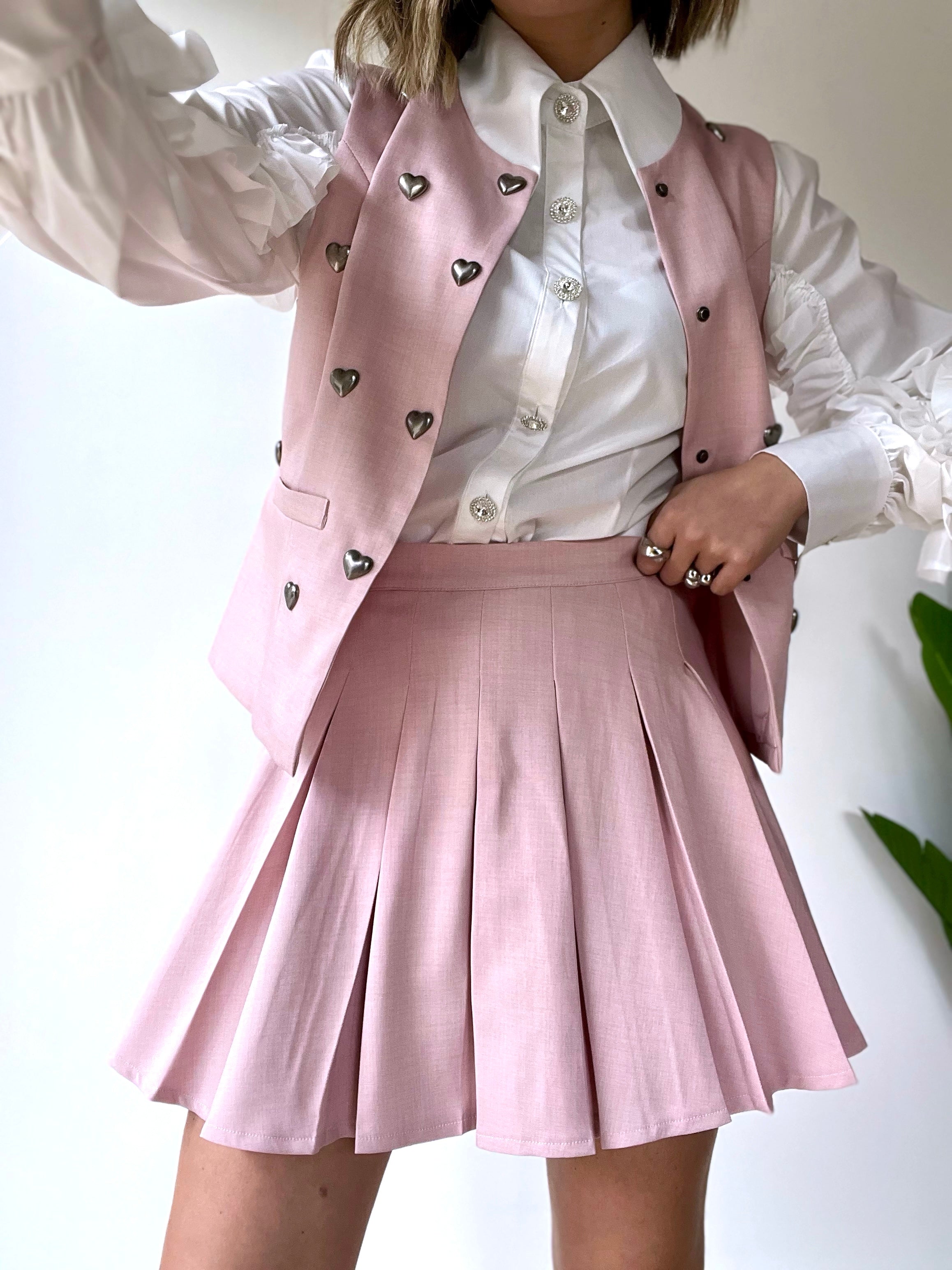Coordinato rosa gilet + gonna OVERLOVE
