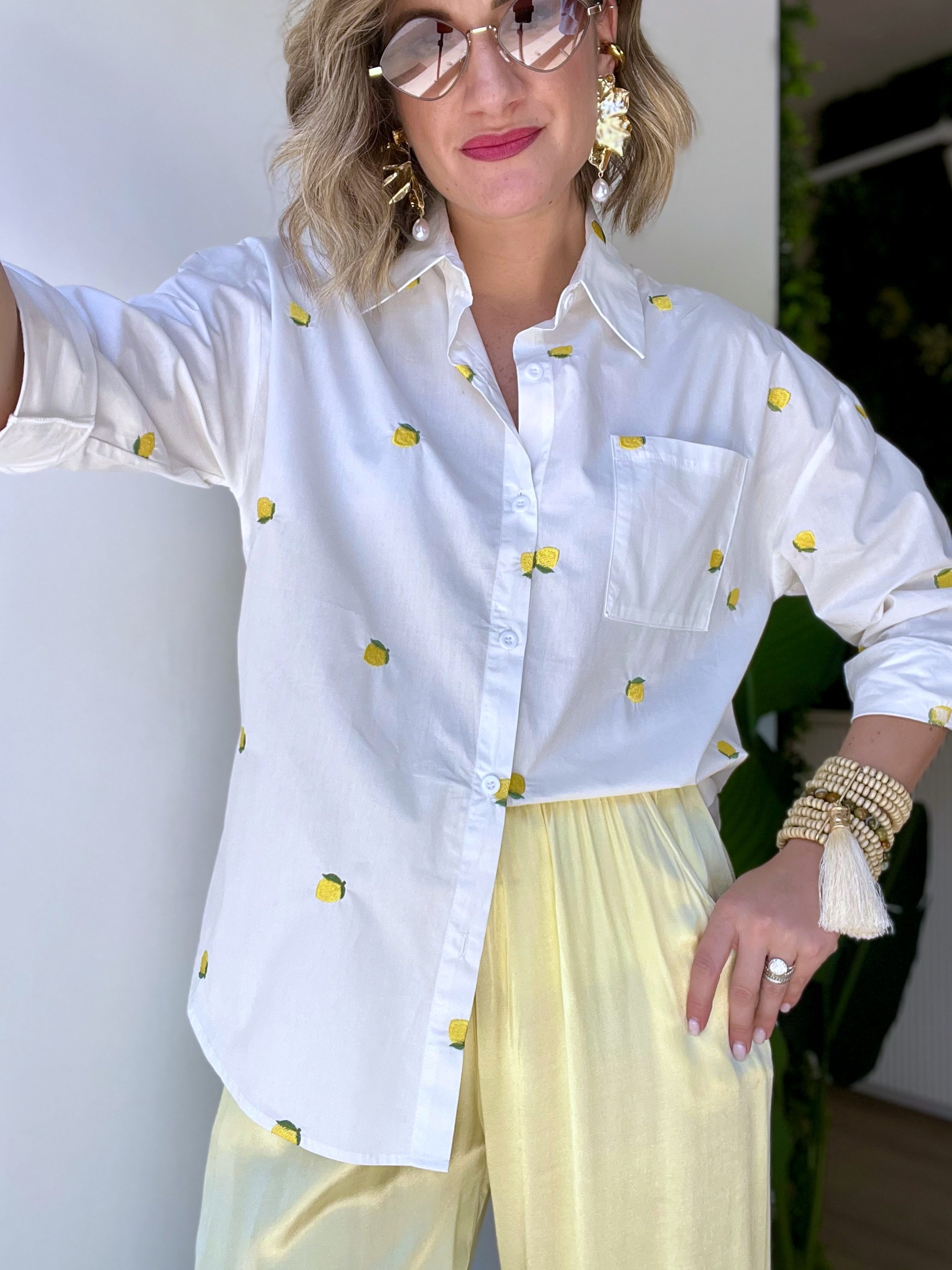 Camicia in cotone con limoni